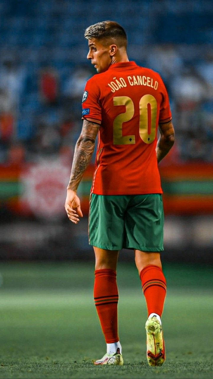 Joao Cancelo, red Portugal jersey, number 20, HD Phone Wallpaper