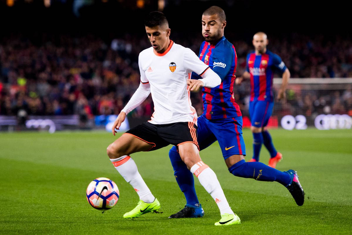 Joao Cancelo, stadium lights, blurred crowd, SD Desktop Wallpaper