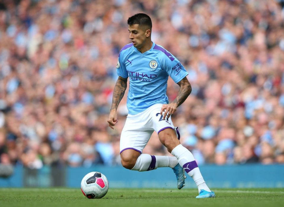 Joao Cancelo, light blue jersey, ball, SD Desktop Wallpaper