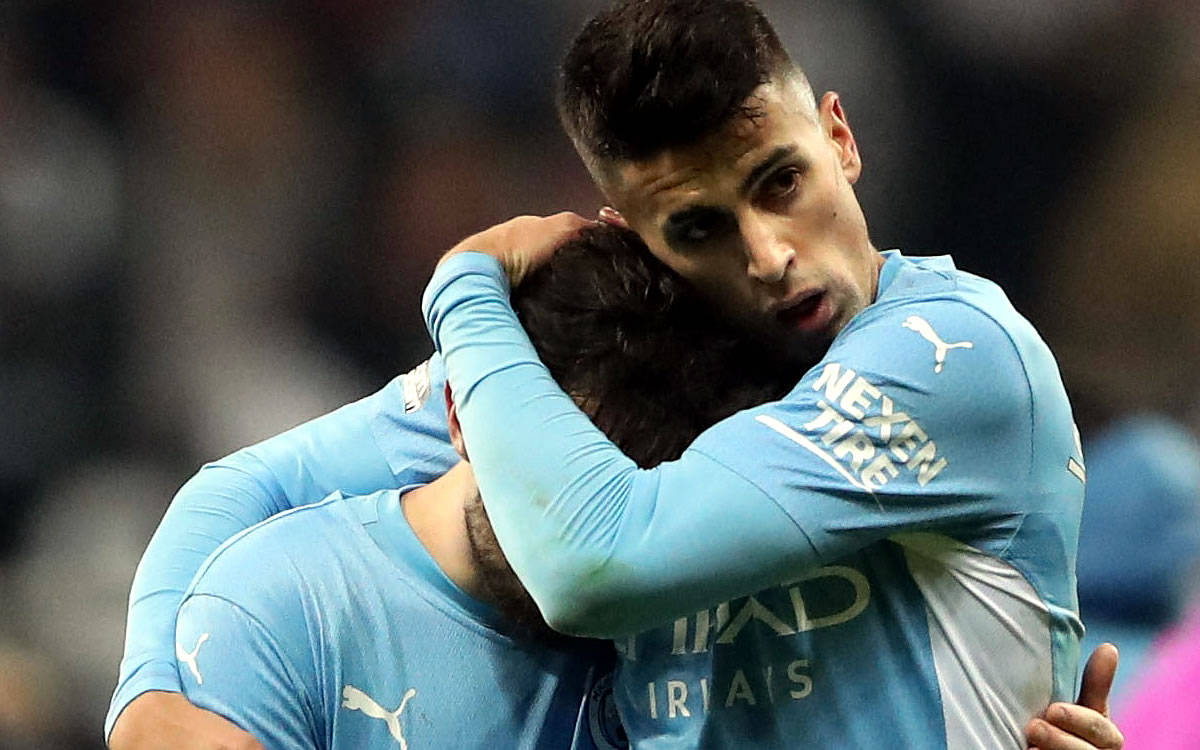 Joao Cancelo, light blue jerseys, stadium field, SD Desktop Wallpaper