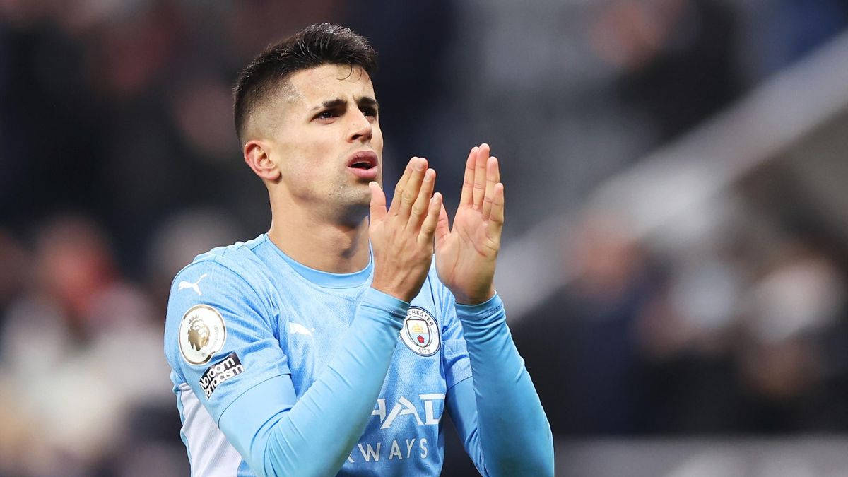 Joao Cancelo, light blue jersey, stadium lights, SD Desktop Wallpaper
