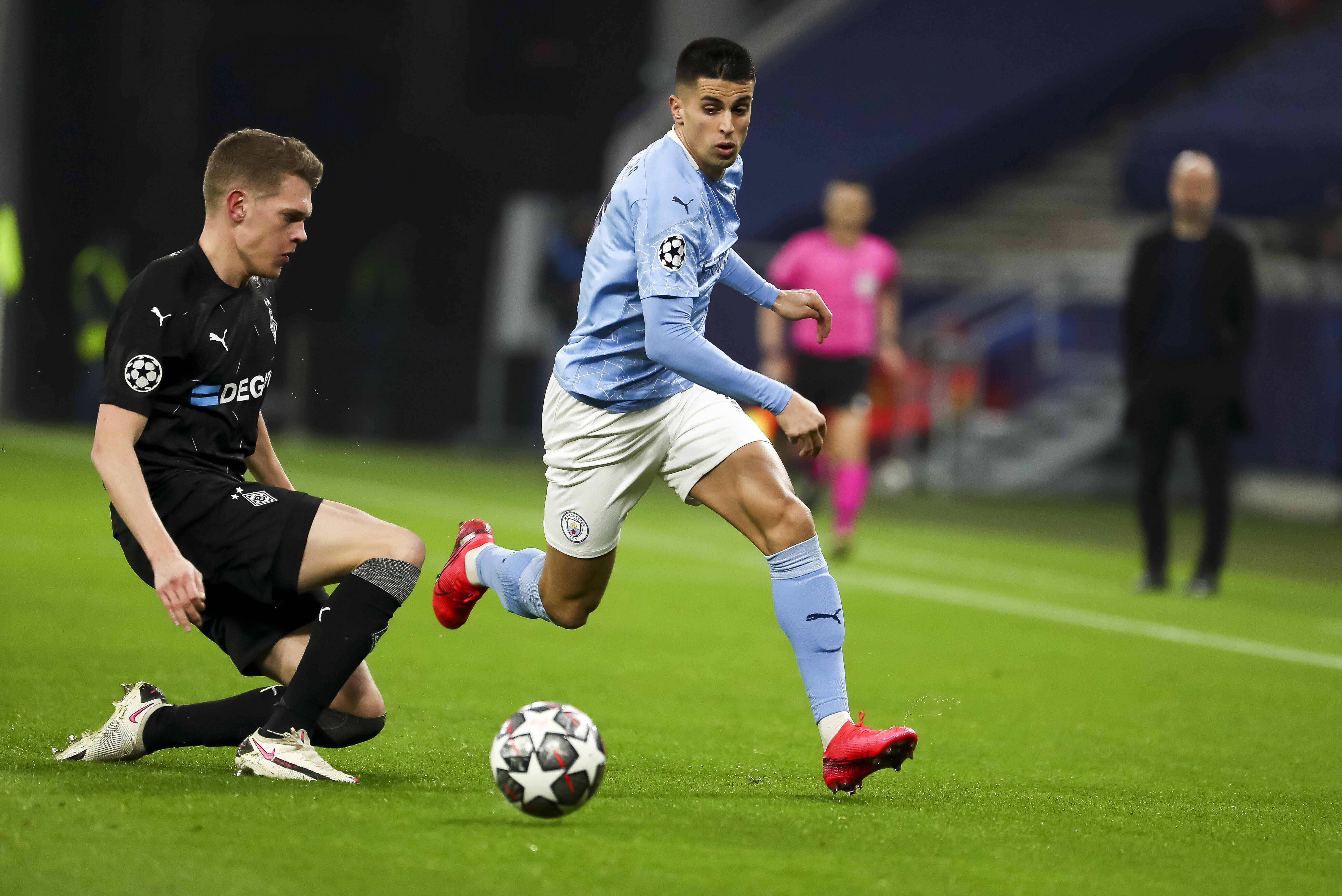 Joao Cancelo, light blue jersey, black jersey, 5K Desktop Wallpaper