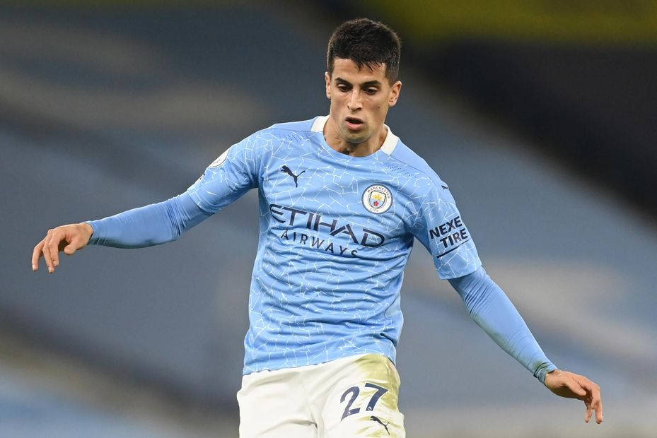 Joao Cancelo, light blue Manchester City jersey, number 27, SD Desktop Wallpaper