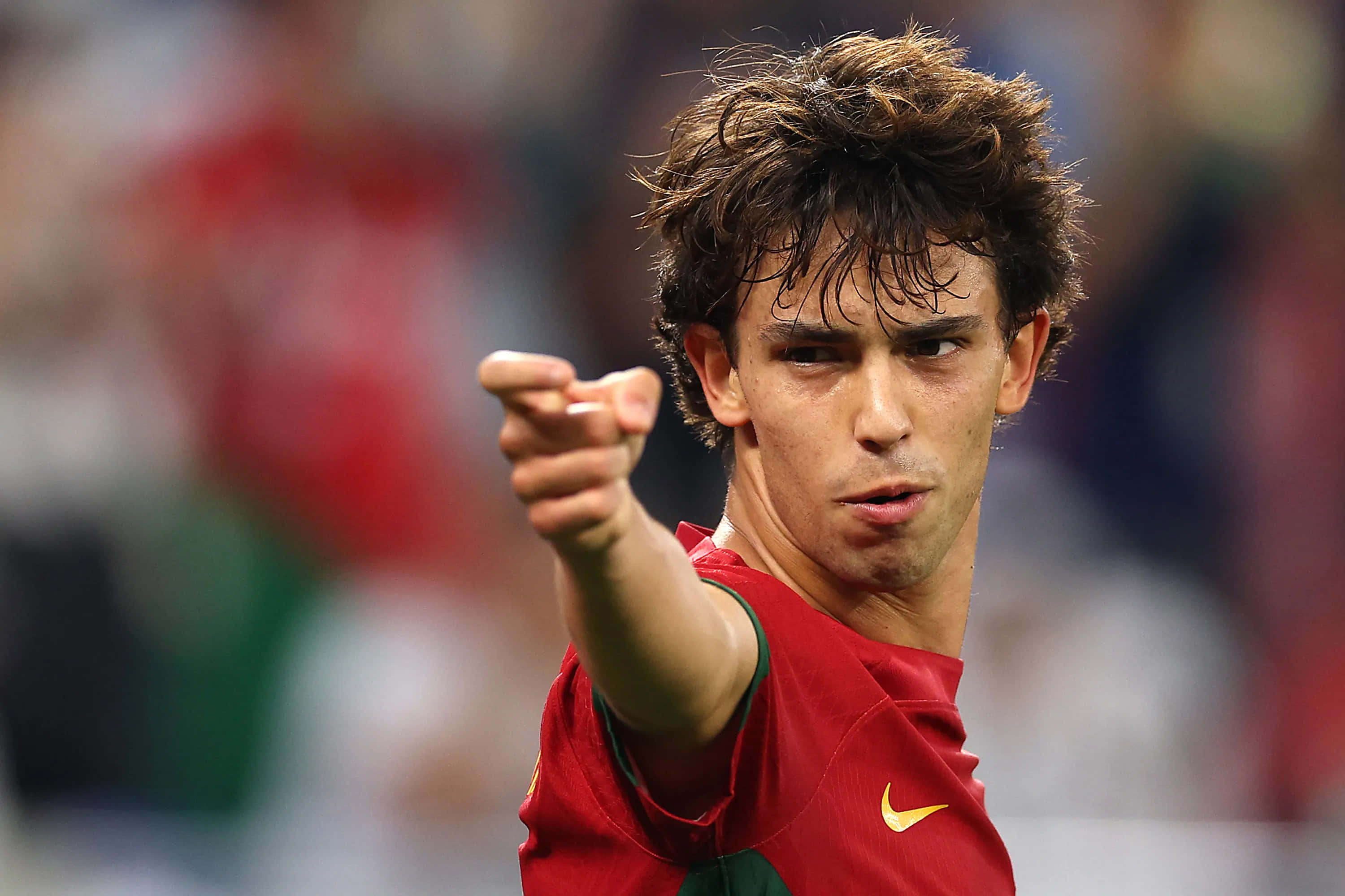 Joao Felix, red jersey, stadium lights, 2K Desktop Wallpaper