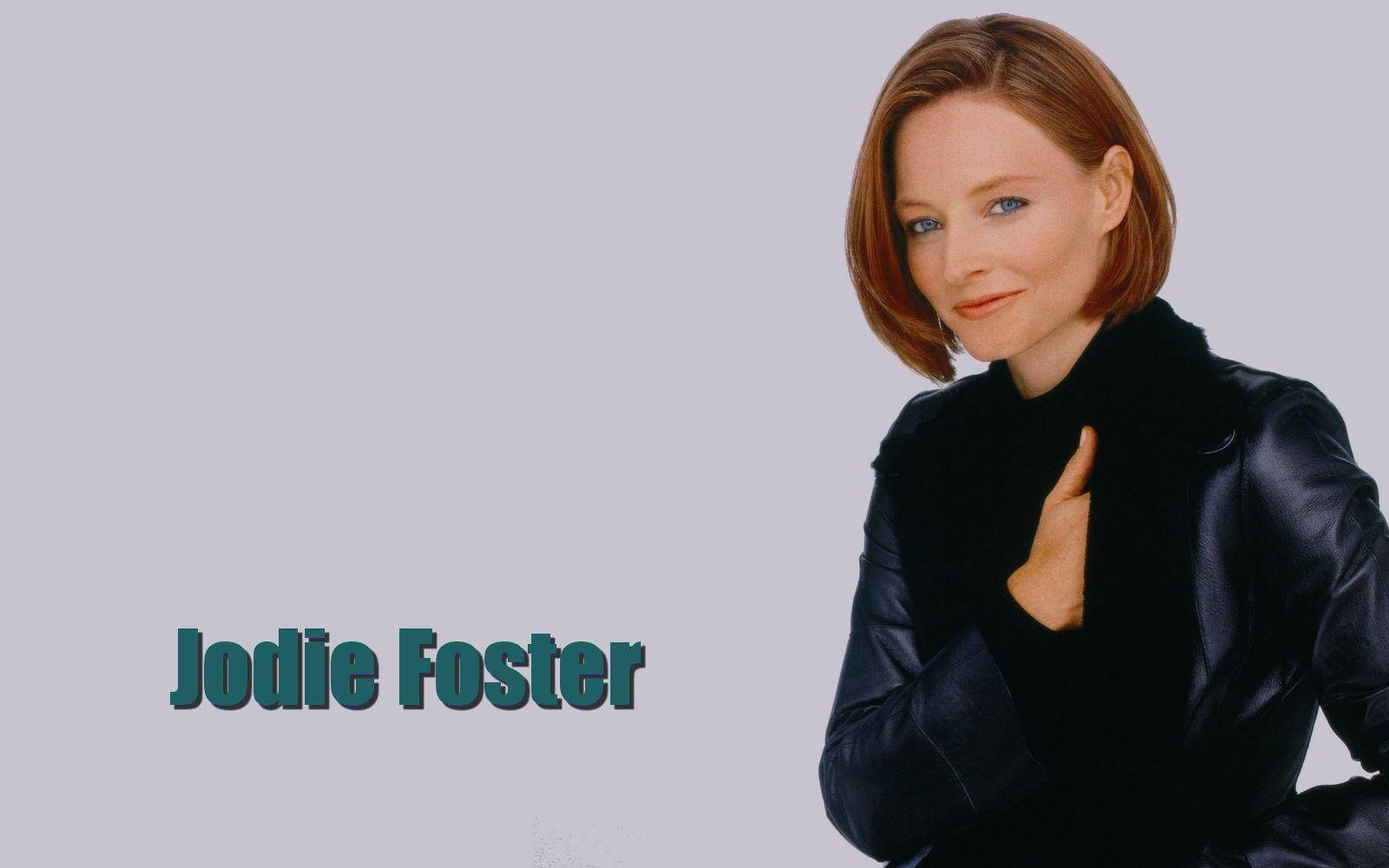 Jodie Foster, black leather jacket, light gray background, HD Desktop Wallpaper