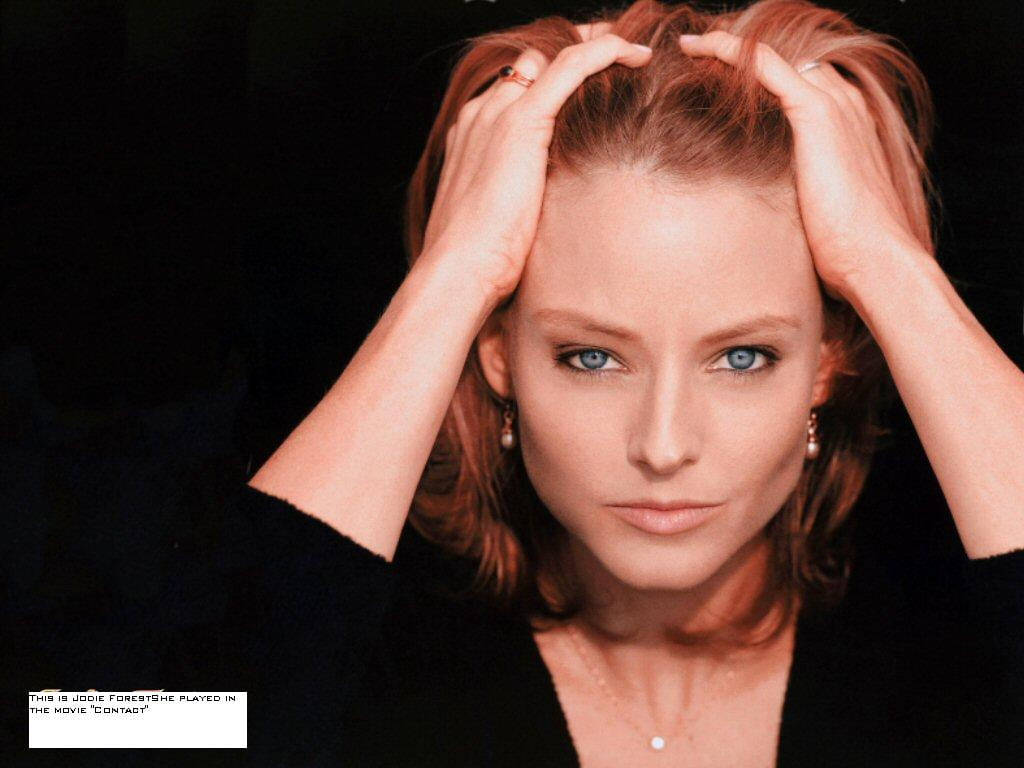 Jodie Foster, blue eyes, reddish hair, SD Desktop Wallpaper