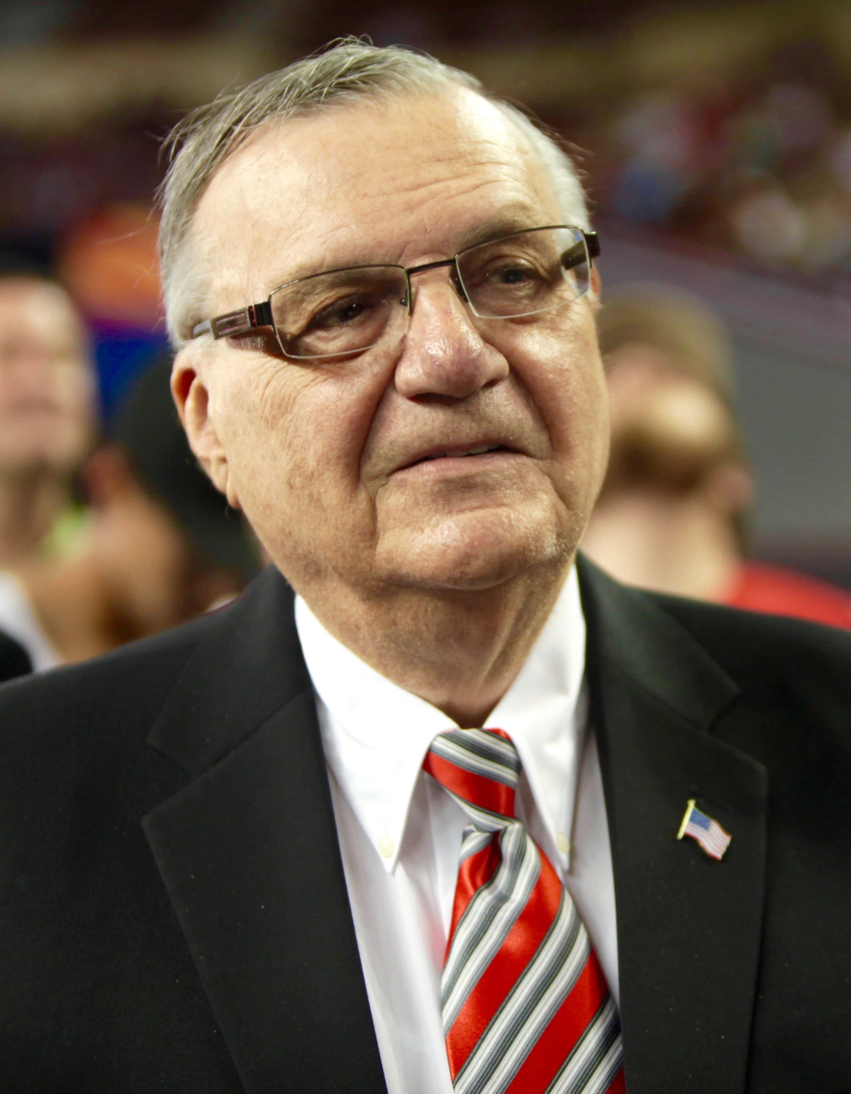 Joe Arpaio, black suit, red striped tie, 2K Phone Wallpaper