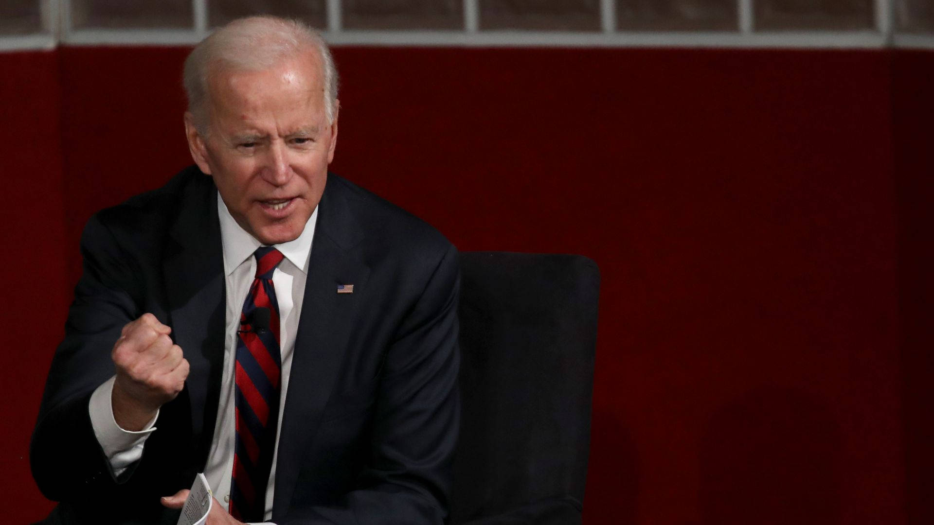 Joe Biden, red backdrop, chair, Full HD Desktop Wallpaper