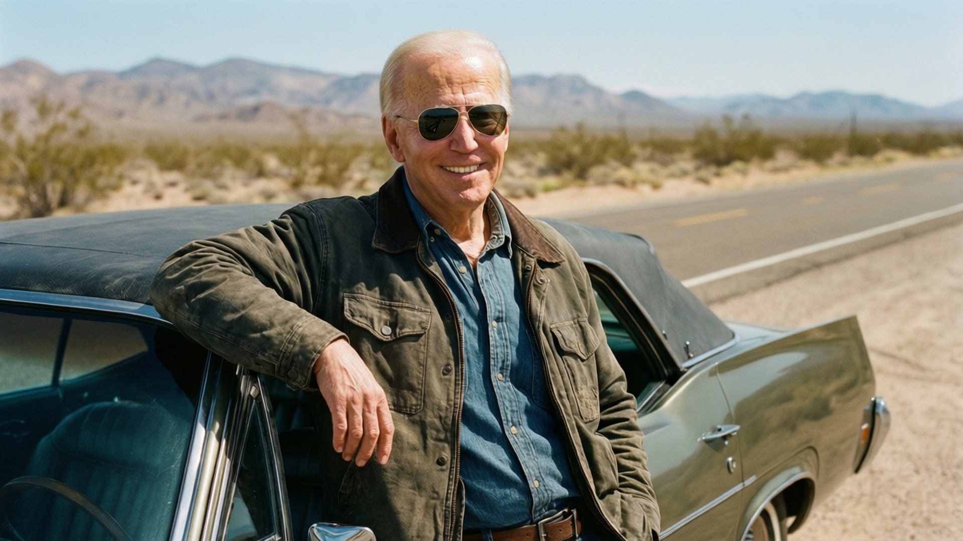 Joe Biden, aviators, vintage car, Full HD Desktop Wallpaper