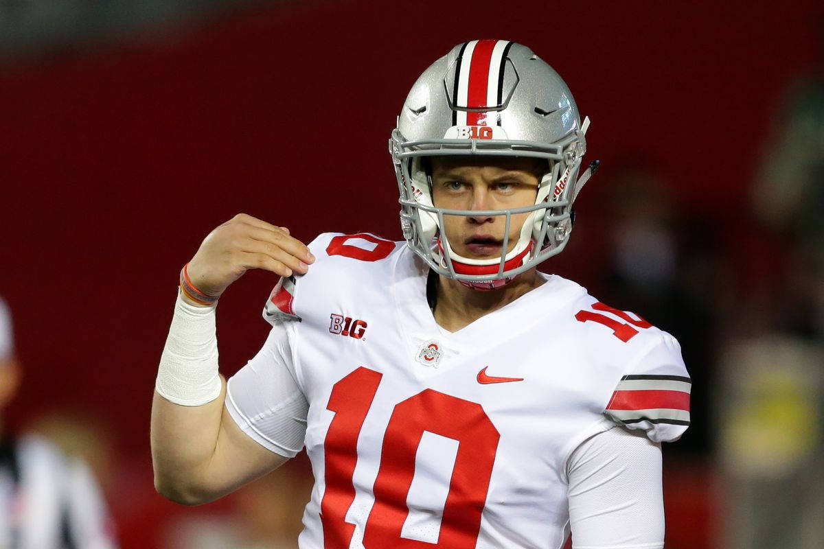 Joe Burrow, white jersey, red uniform, SD Desktop Wallpaper