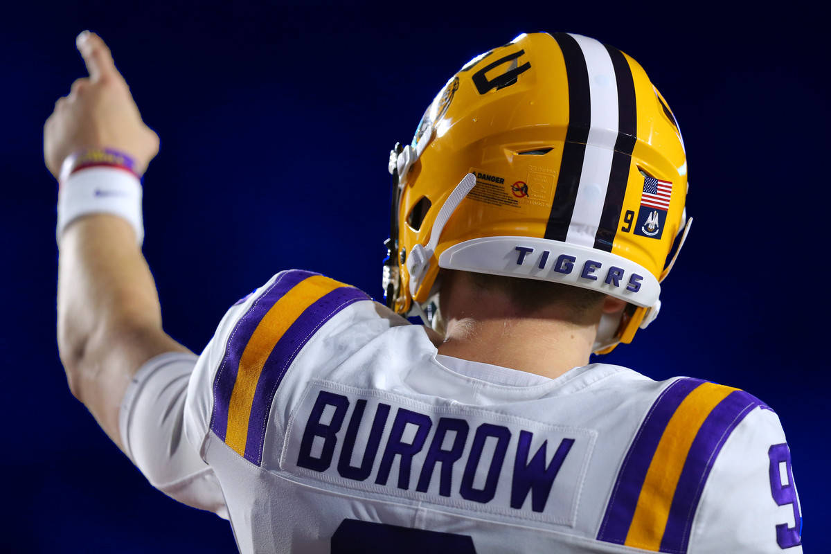 Joe Burrow, white purple and gold uniform, BURROW, SD Desktop Wallpaper