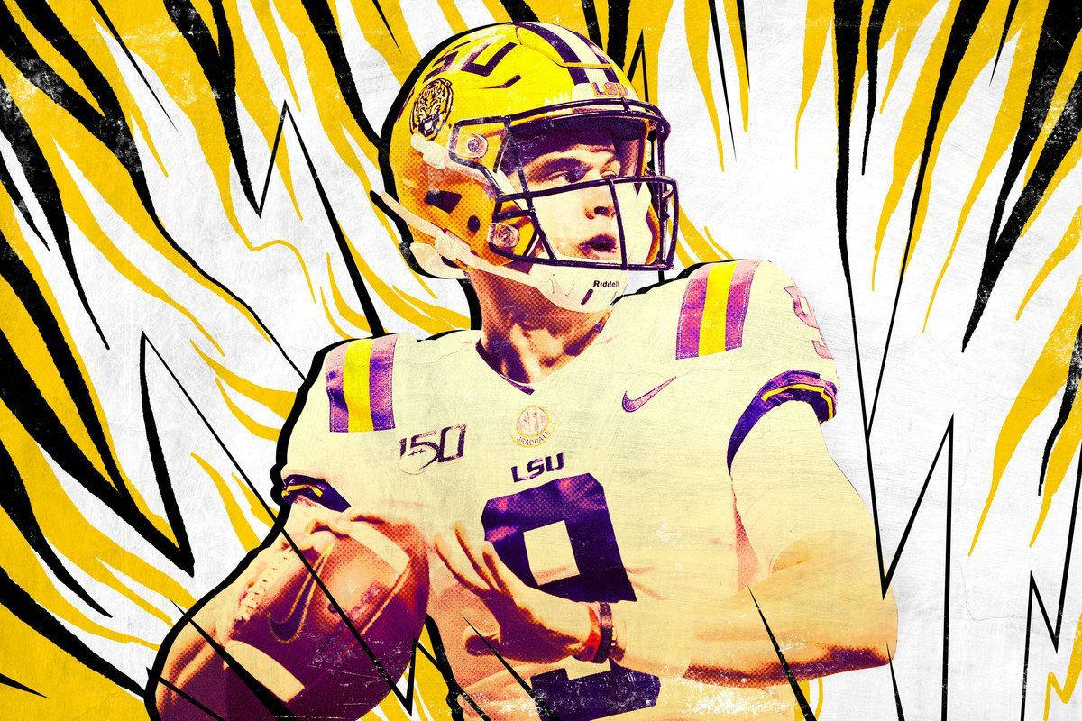 Joe Burrow, yellow helmet, white jersey, SD Desktop Wallpaper