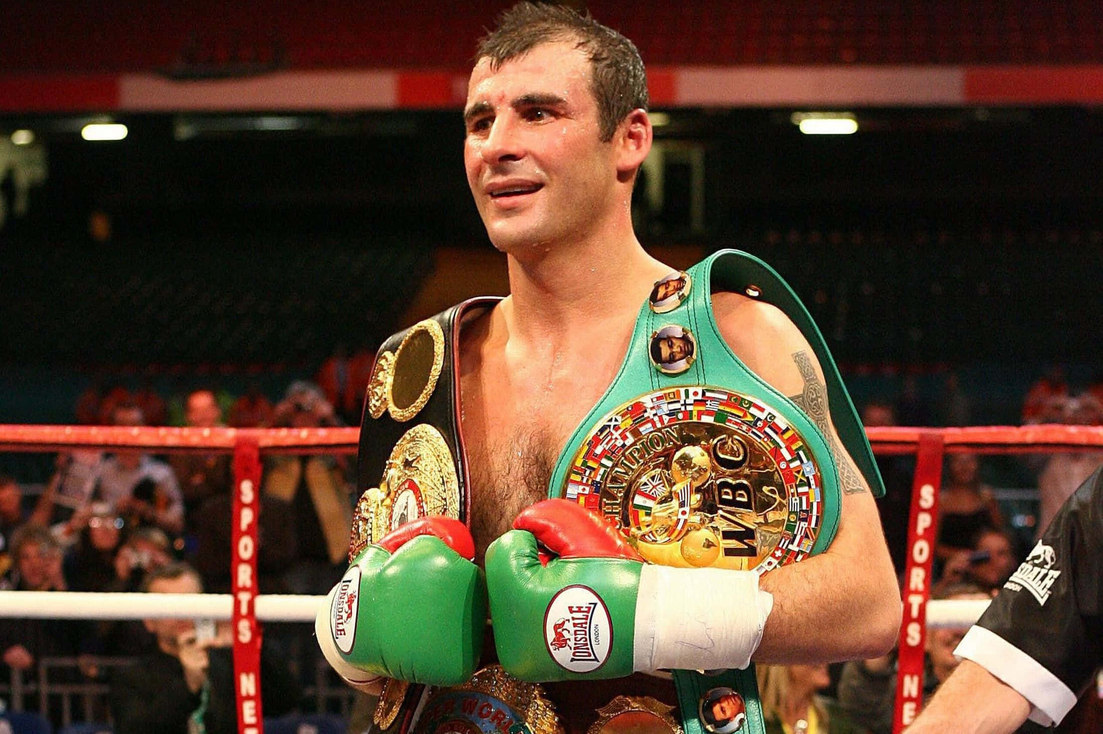 Joe Calzaghe, championship belts, green gloves, Full HD Desktop Wallpaper