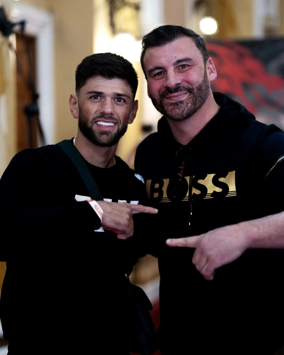 Joe Calzaghe, black hoodies, warmly lit indoor setting, HD Phone Wallpaper