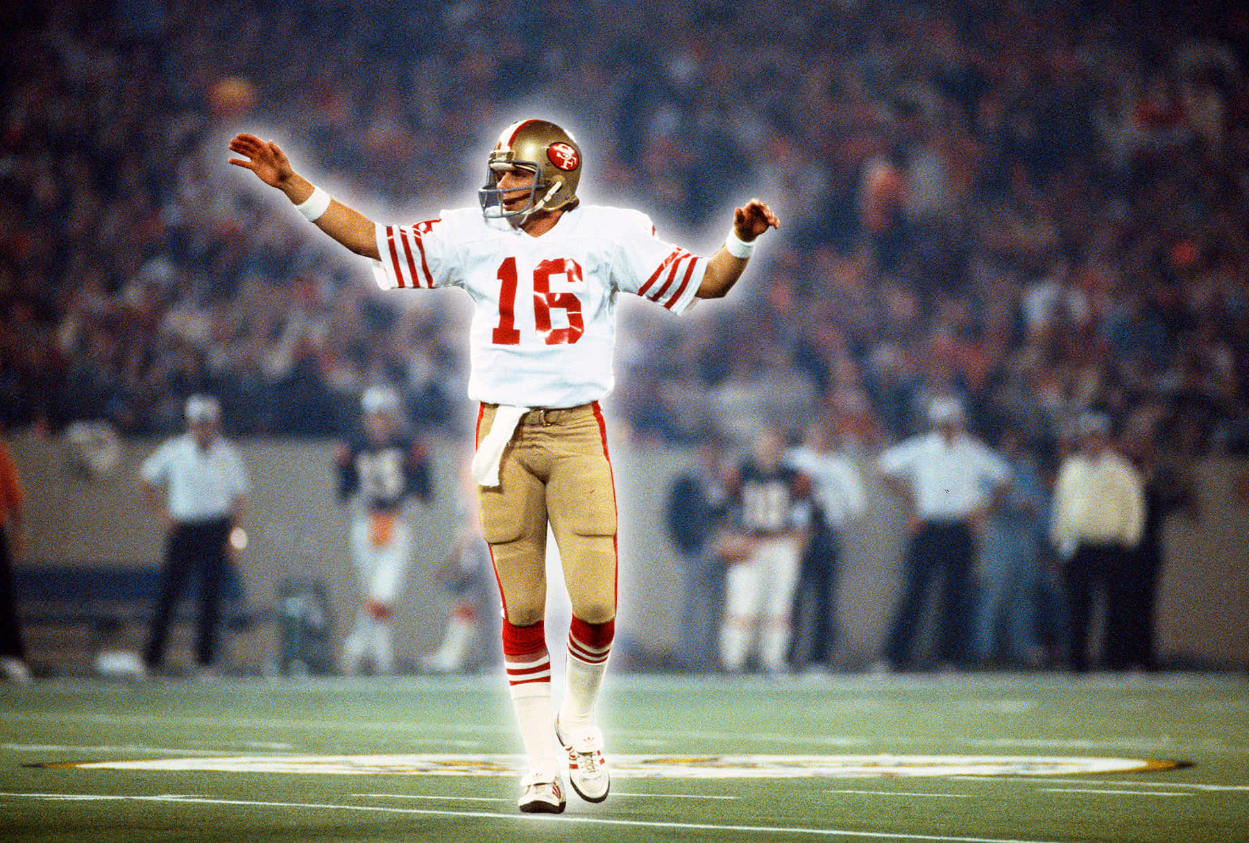 Joe Montana, number 16, white and gold uniform, HD Desktop Wallpaper
