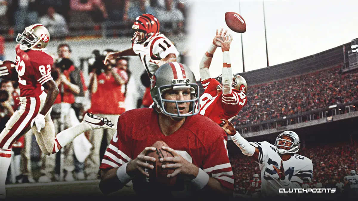 Joe Montana, American football players, red and white uniforms, SD Desktop Wallpaper