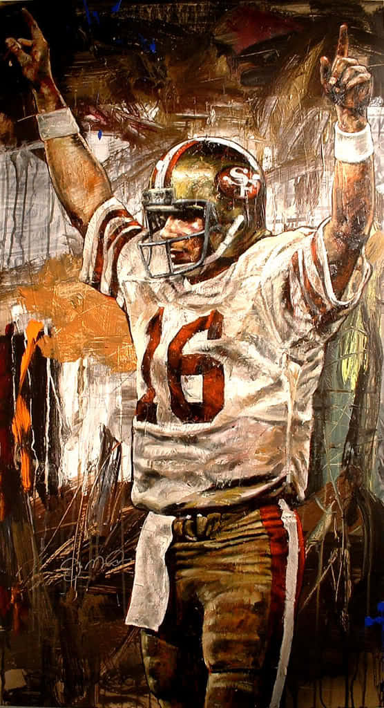 Joe Montana, number 16, oil painting, SD Phone Wallpaper