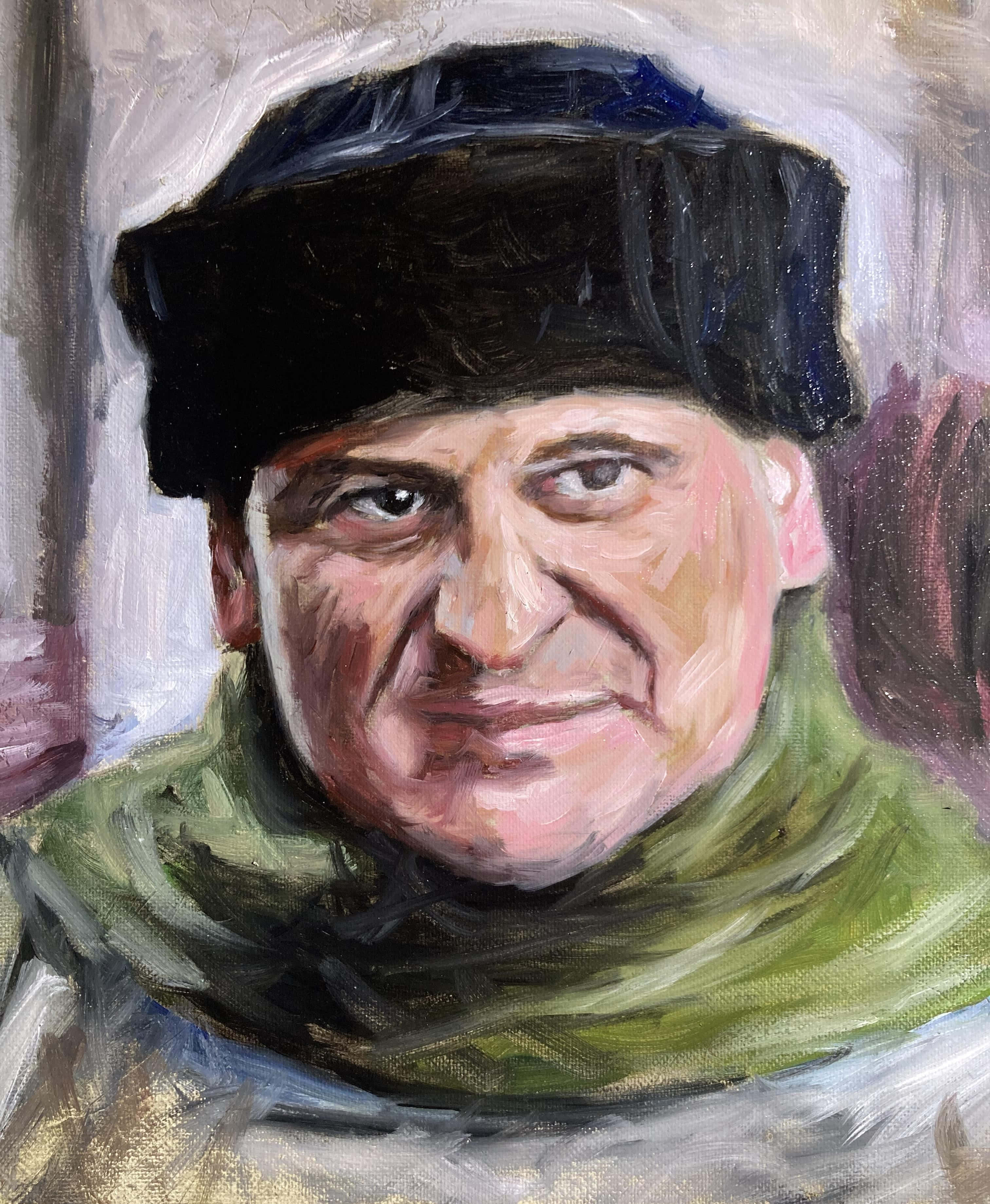 Joe Pesci, oil painting, black hat, 2K Phone Wallpaper