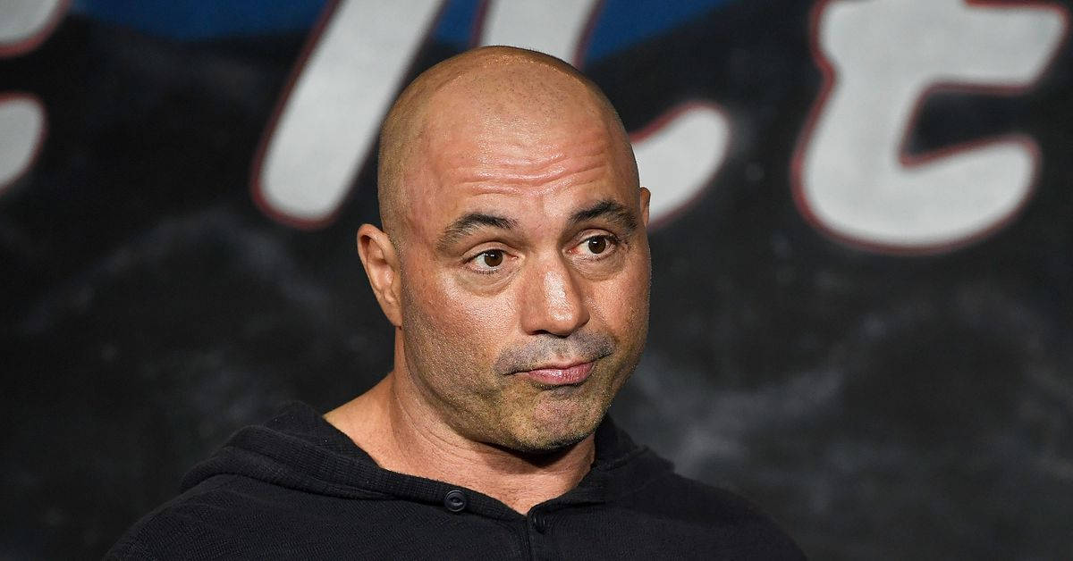 Joe Rogan, black hoodie, dark background, SD Desktop Wallpaper