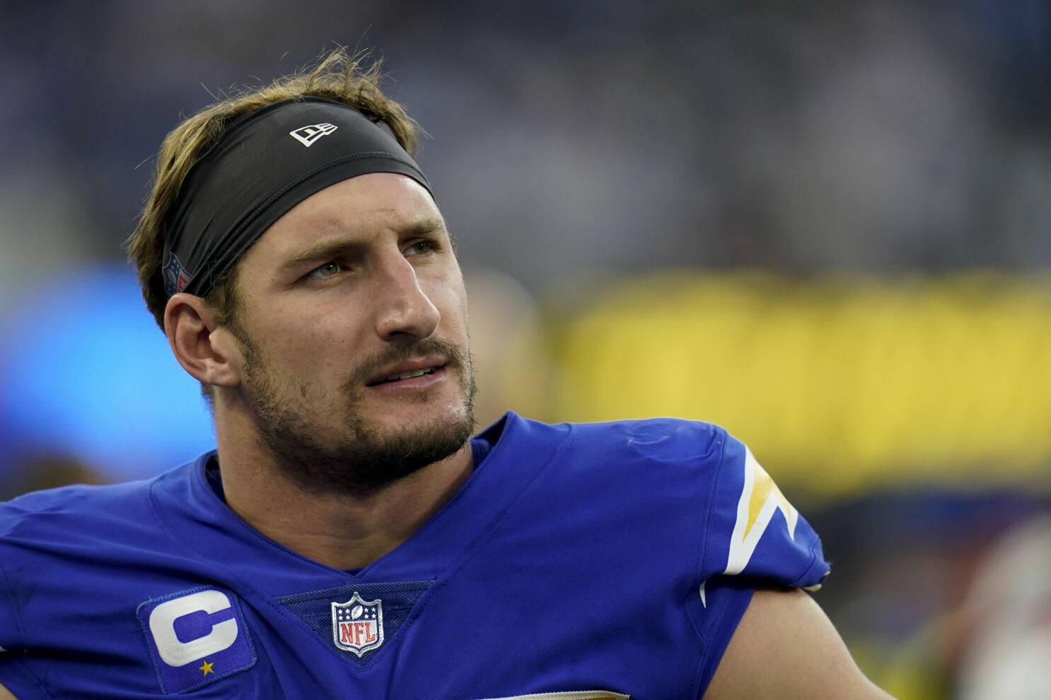 Joey Bosa, NFL quarterback, blue jersey, HD Desktop Wallpaper