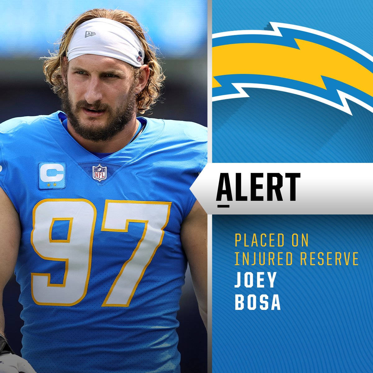 Joey Bosa, number 97, blue jersey, SD Desktop Wallpaper