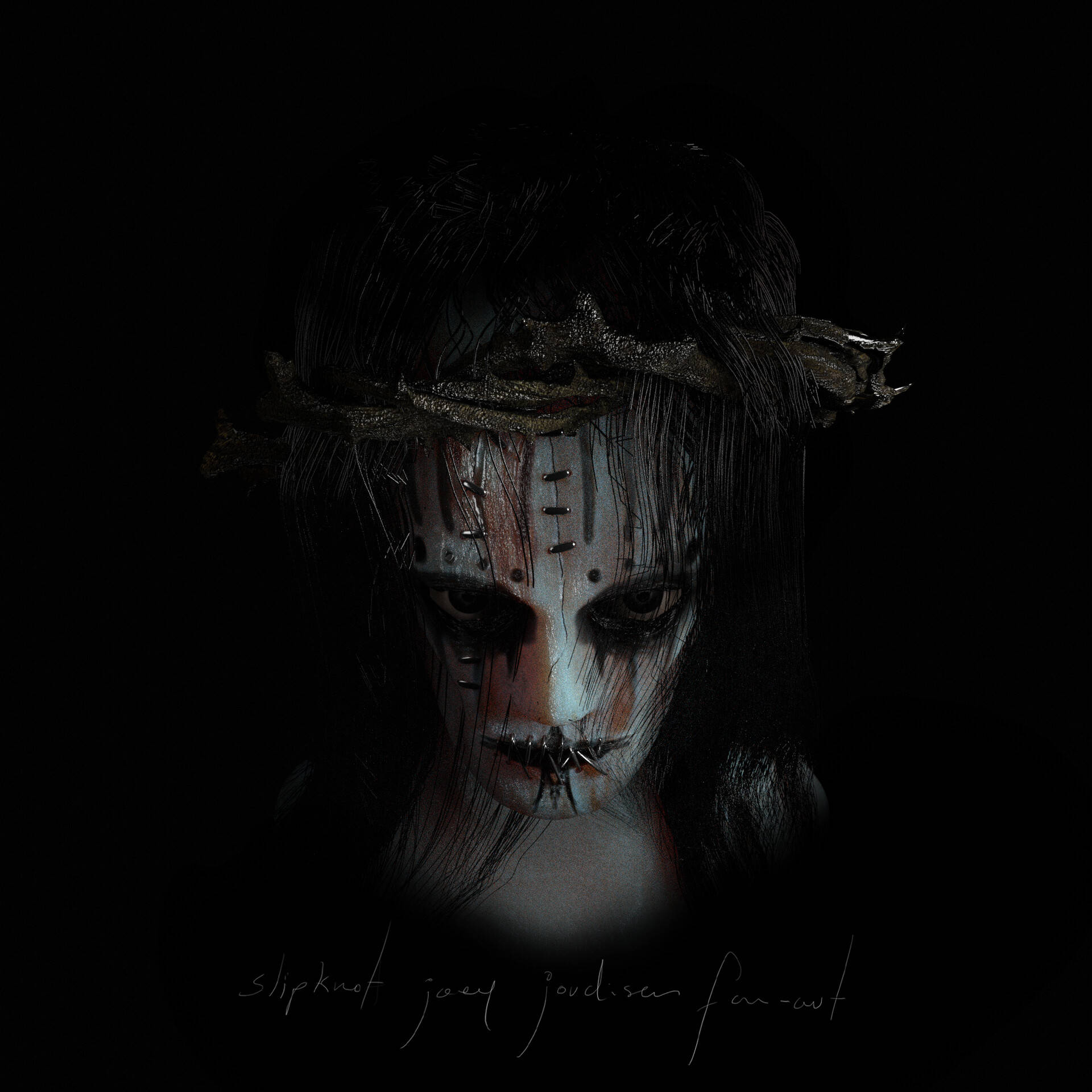 Joey Jordison, kabuki mask, stitched facial wounds, Full HD Desktop Wallpaper