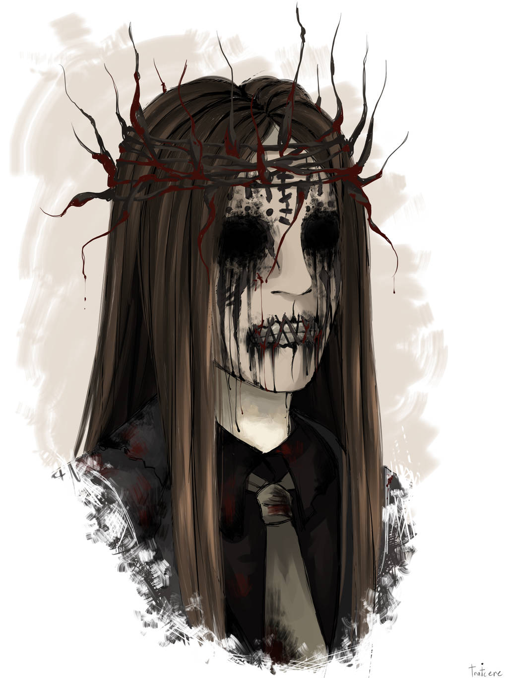 Joey Jordison, digital portrait, long dark hair, HD Phone Wallpaper