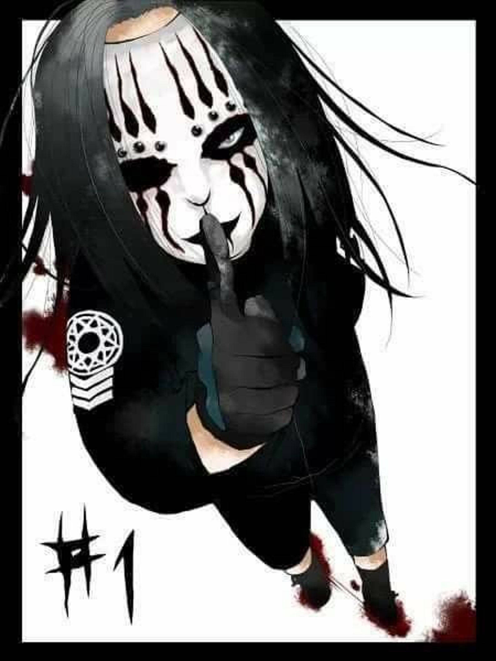 Joey Jordison, black and white face paint, long black hair, Full HD Phone Wallpaper