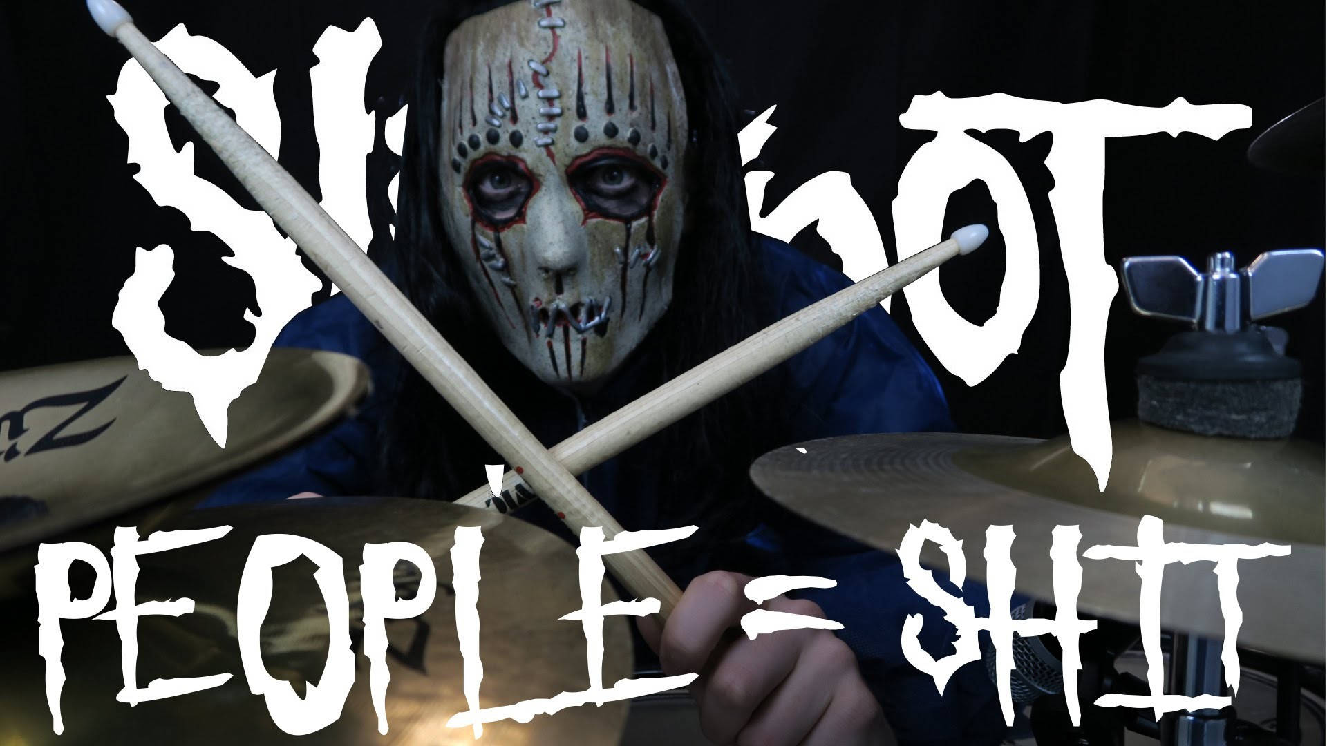 Joey Jordison, masked drummer, grotesque white face, Full HD Desktop Wallpaper