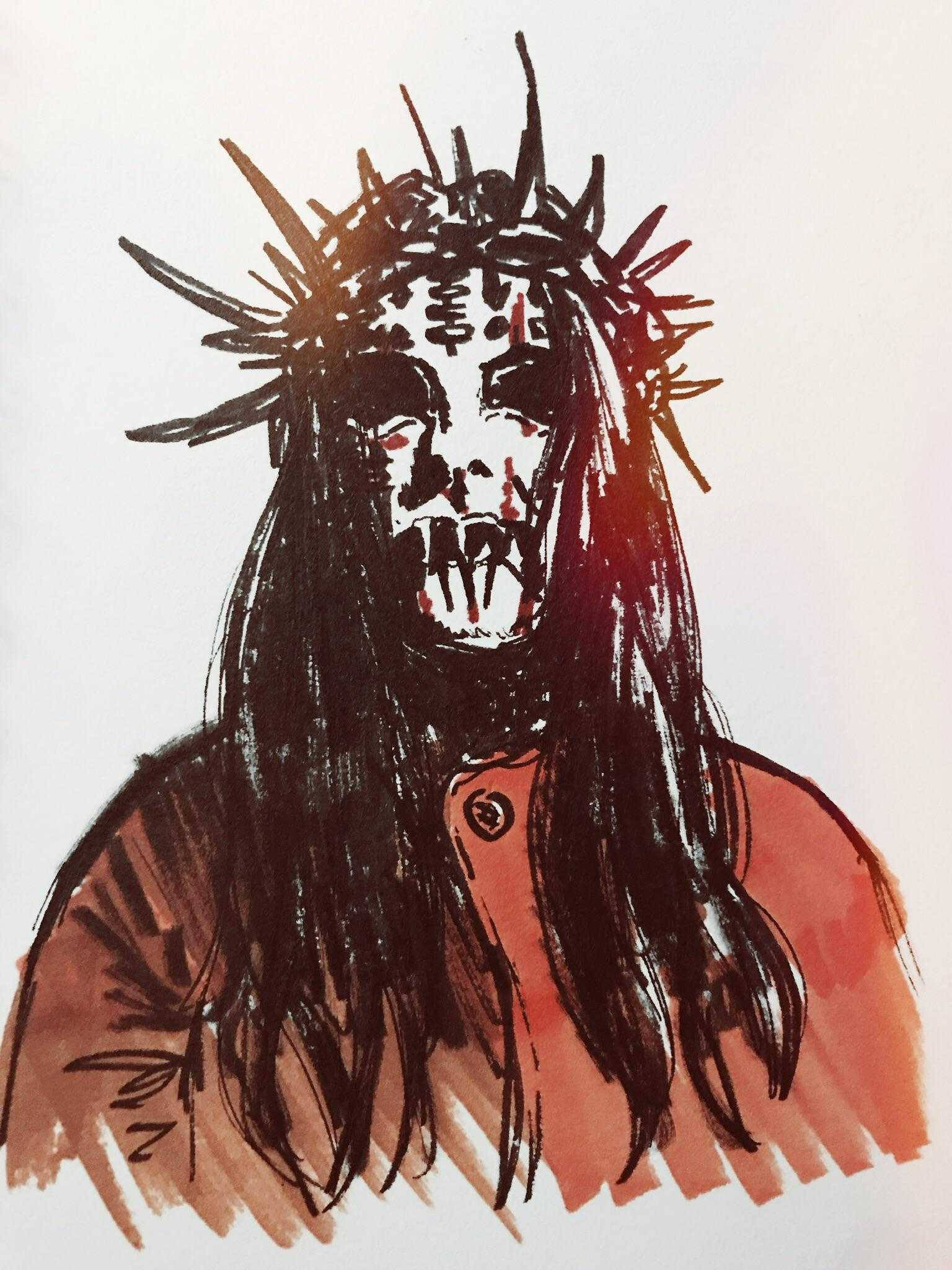 Joey Jordison, crowned figure, long dark hair, Full HD Phone Wallpaper