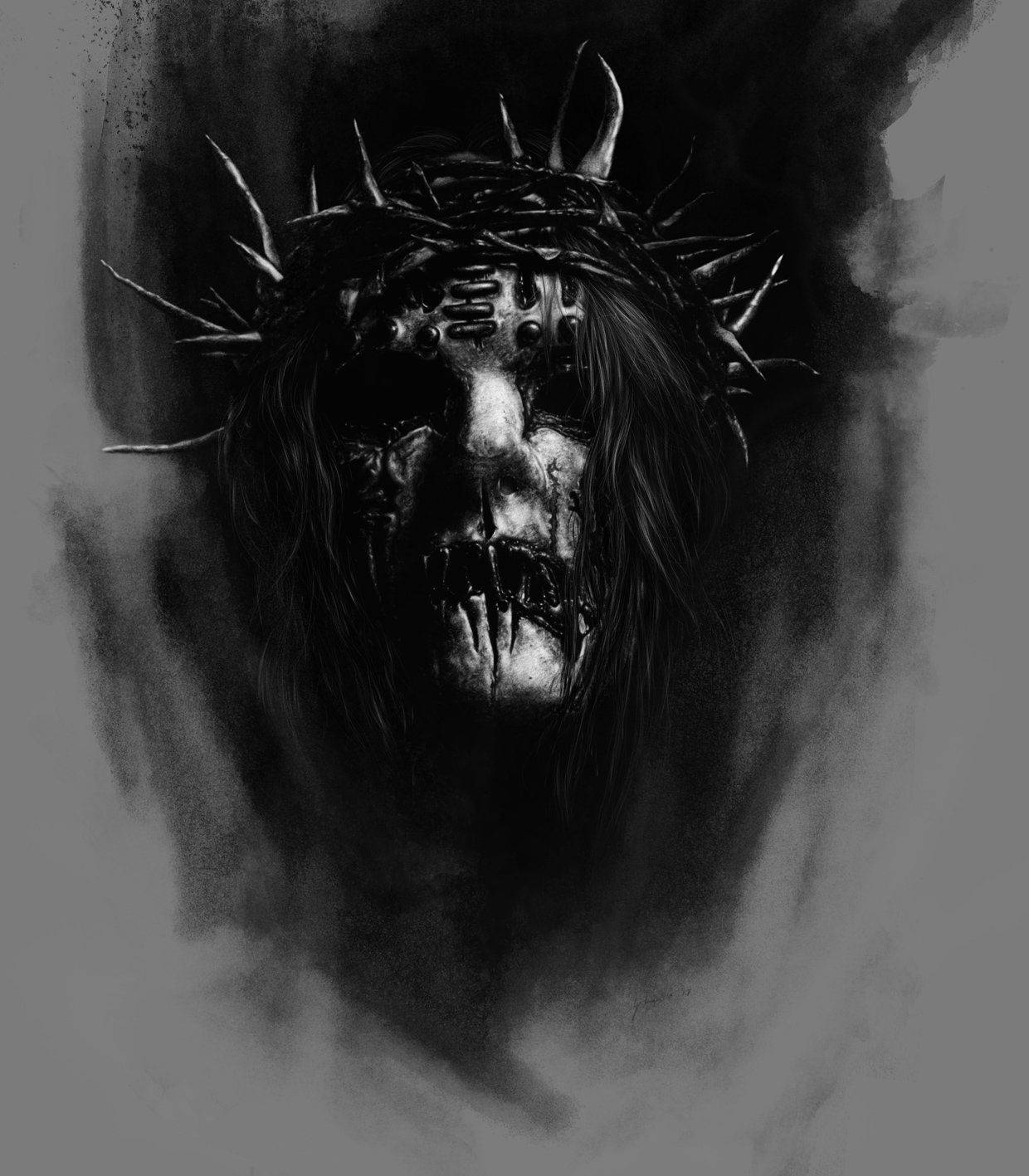 Joey Jordison, crowned skull, jagged spikes, HD Phone Wallpaper