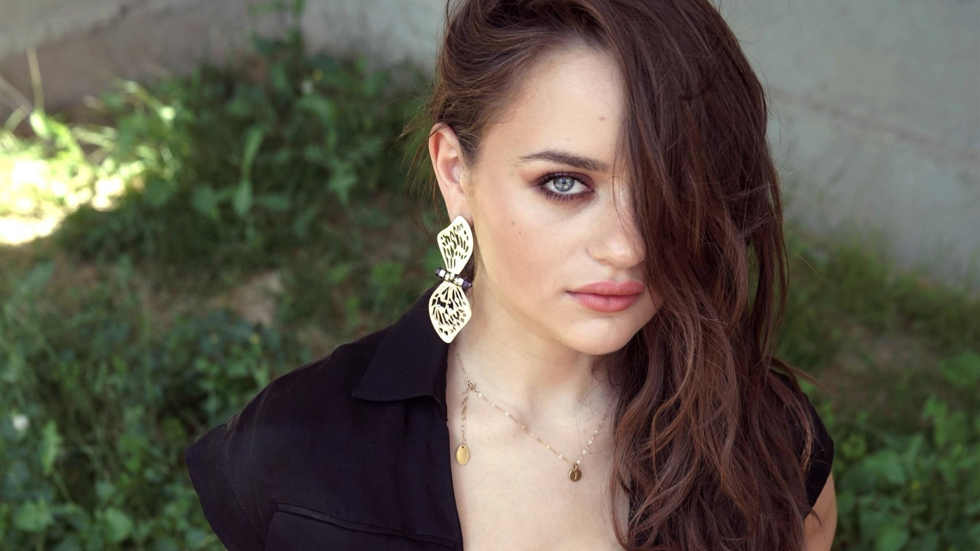 Joey King, kissing booth, black shirt, Full HD Desktop Wallpaper