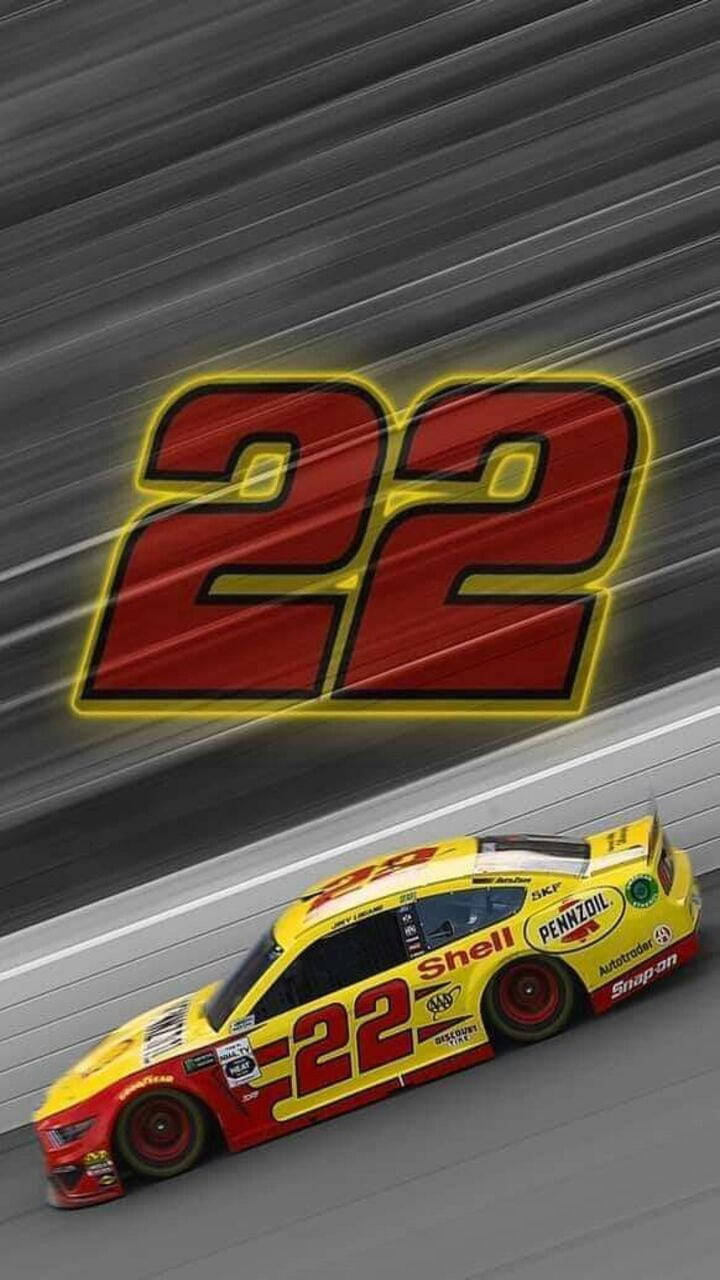 Joey Logano, 22 race car, yellow and red, HD Phone Wallpaper