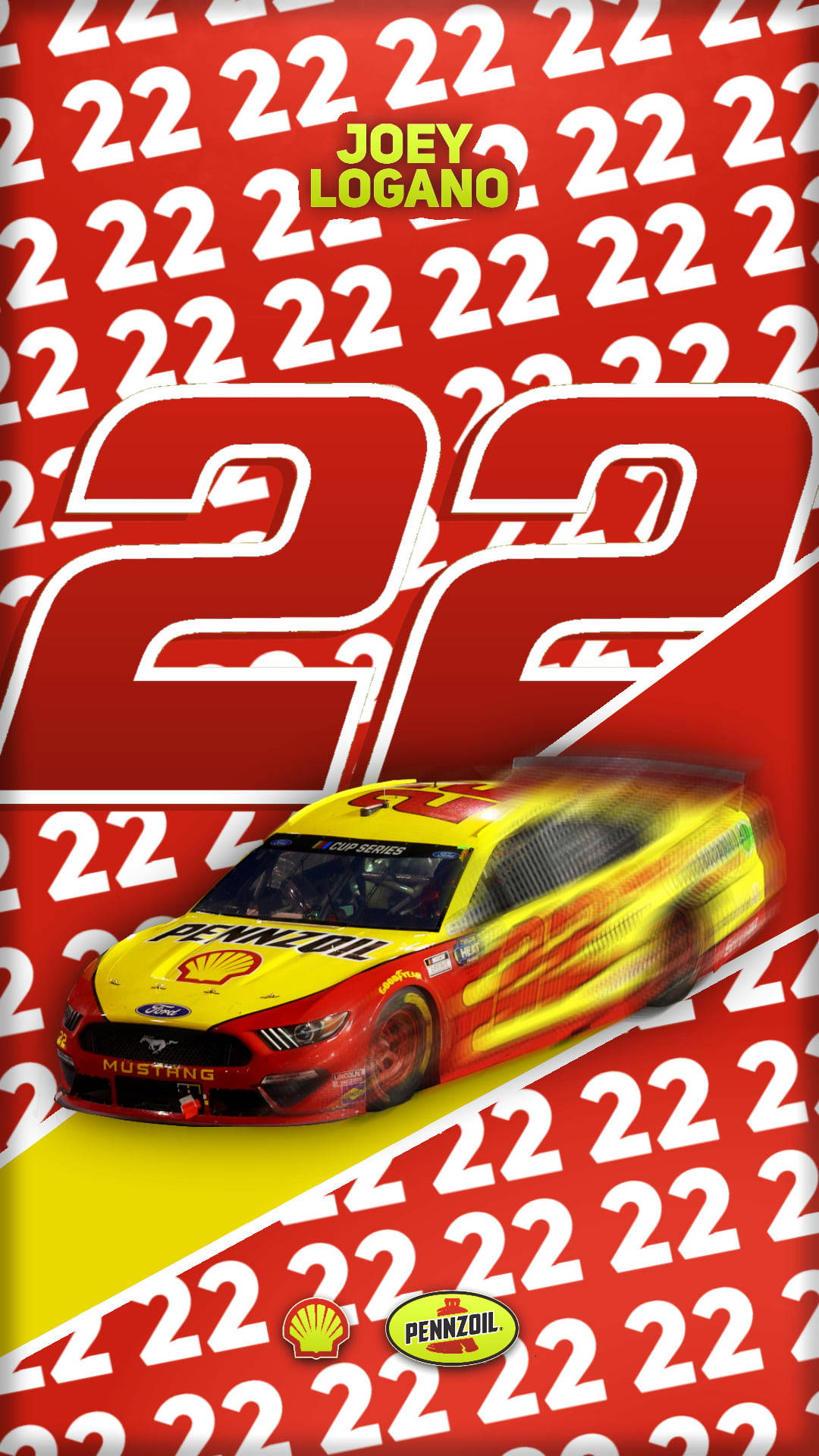 Joey Logano, Red Yellow 22, number 22, Full HD Phone Wallpaper