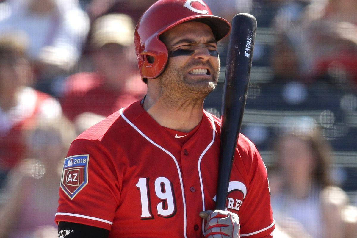 Joey Votto, red uniform, bat, SD Desktop Wallpaper