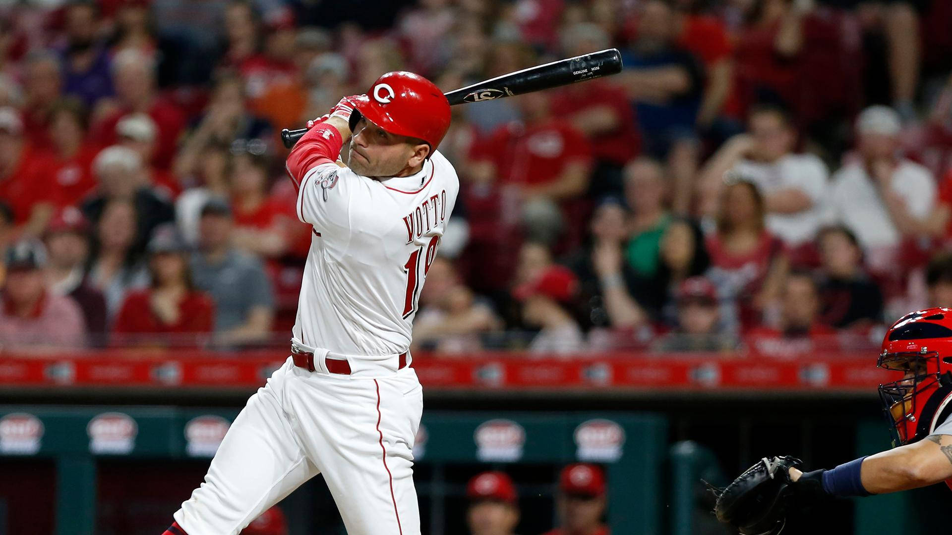 Joey Votto, white uniform, red helmet, Full HD Desktop Wallpaper