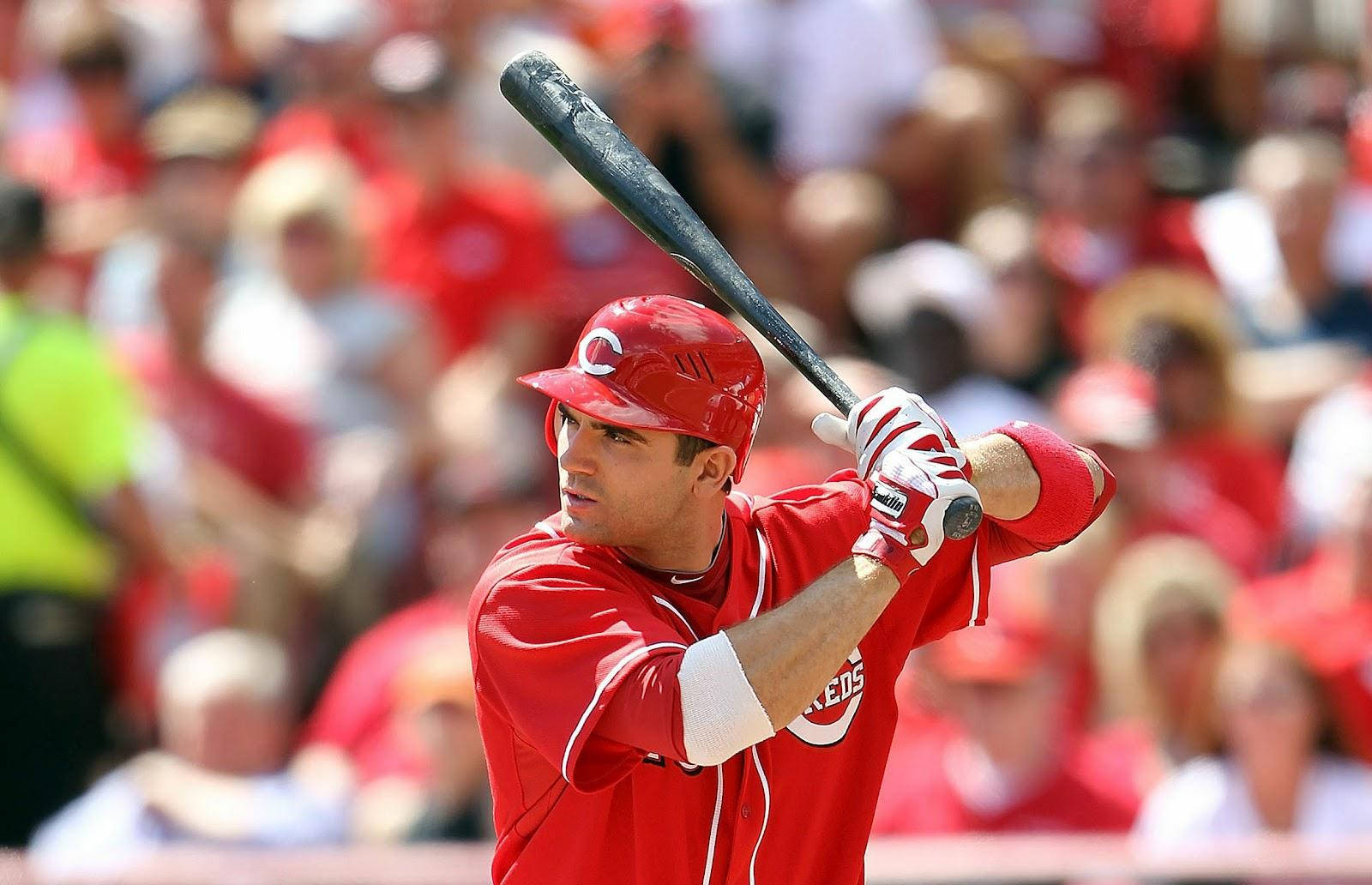 Joey Votto, red uniform, bat, HD Desktop Wallpaper