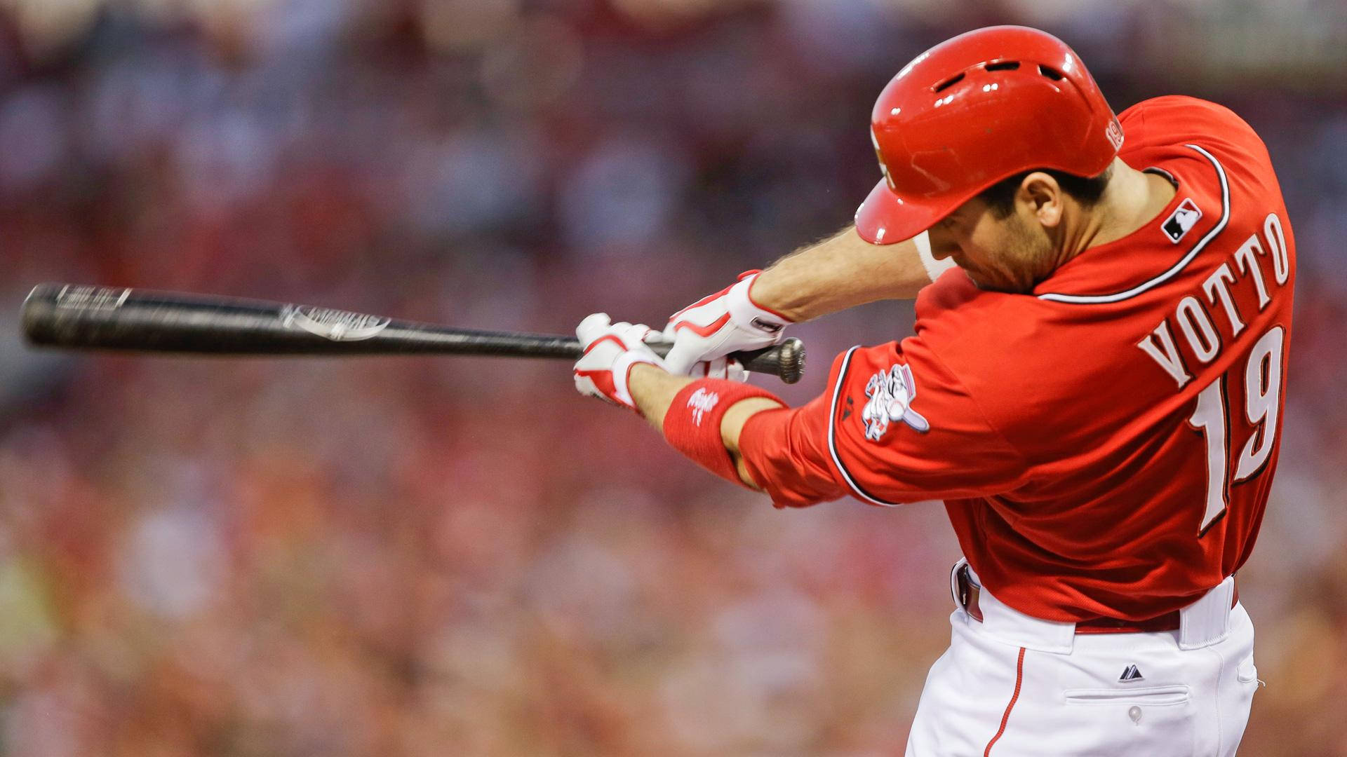 Joey Votto, mid swing, red uniform, Full HD Desktop Wallpaper
