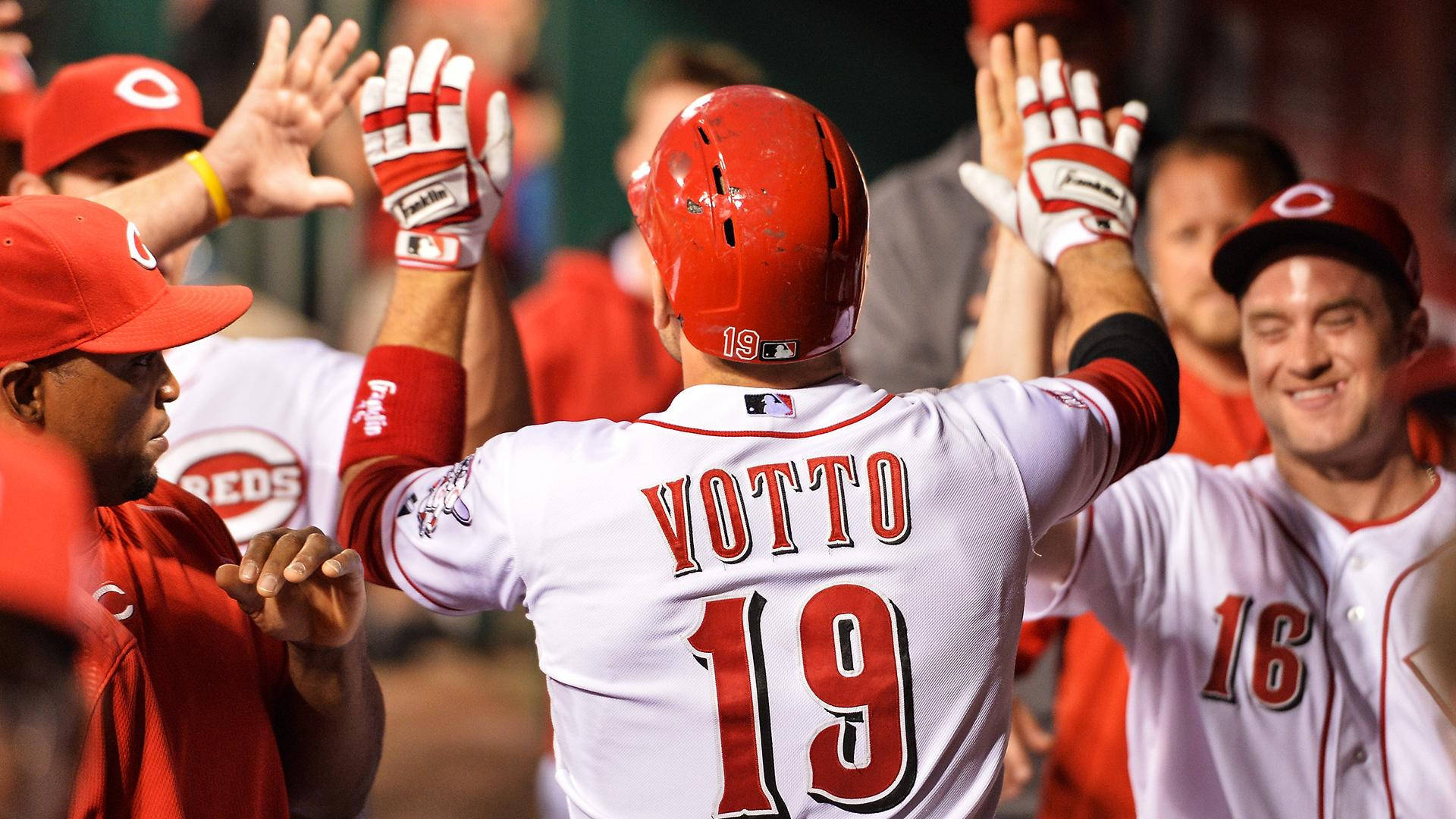 Joey Votto, red helmet, white jersey, Full HD Desktop Wallpaper