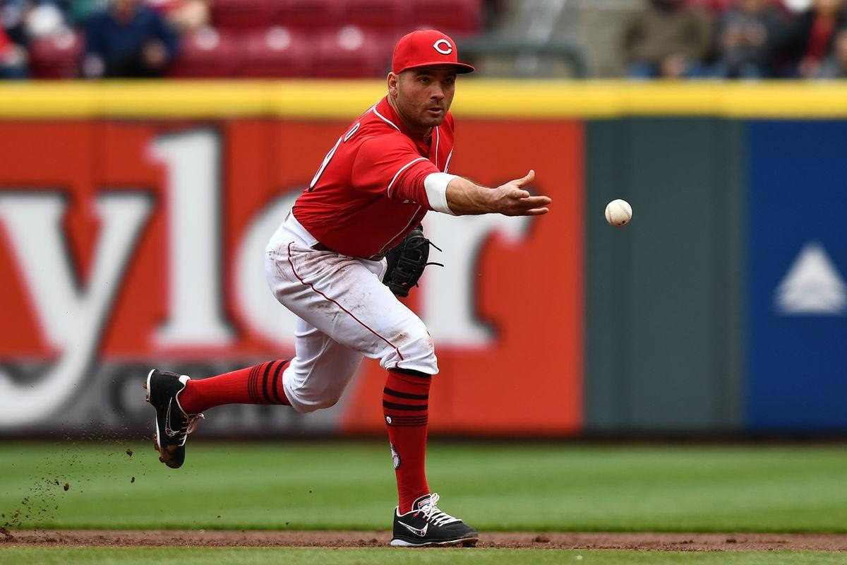 Joey Votto, red uniform, sunlit field, SD Desktop Wallpaper