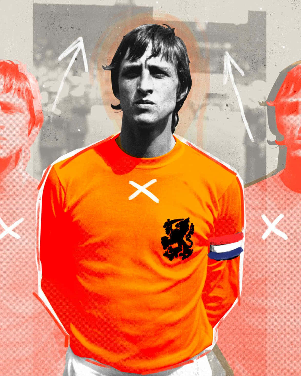 Johan Cruyff, orange jersey, lion crest, HD Phone Wallpaper