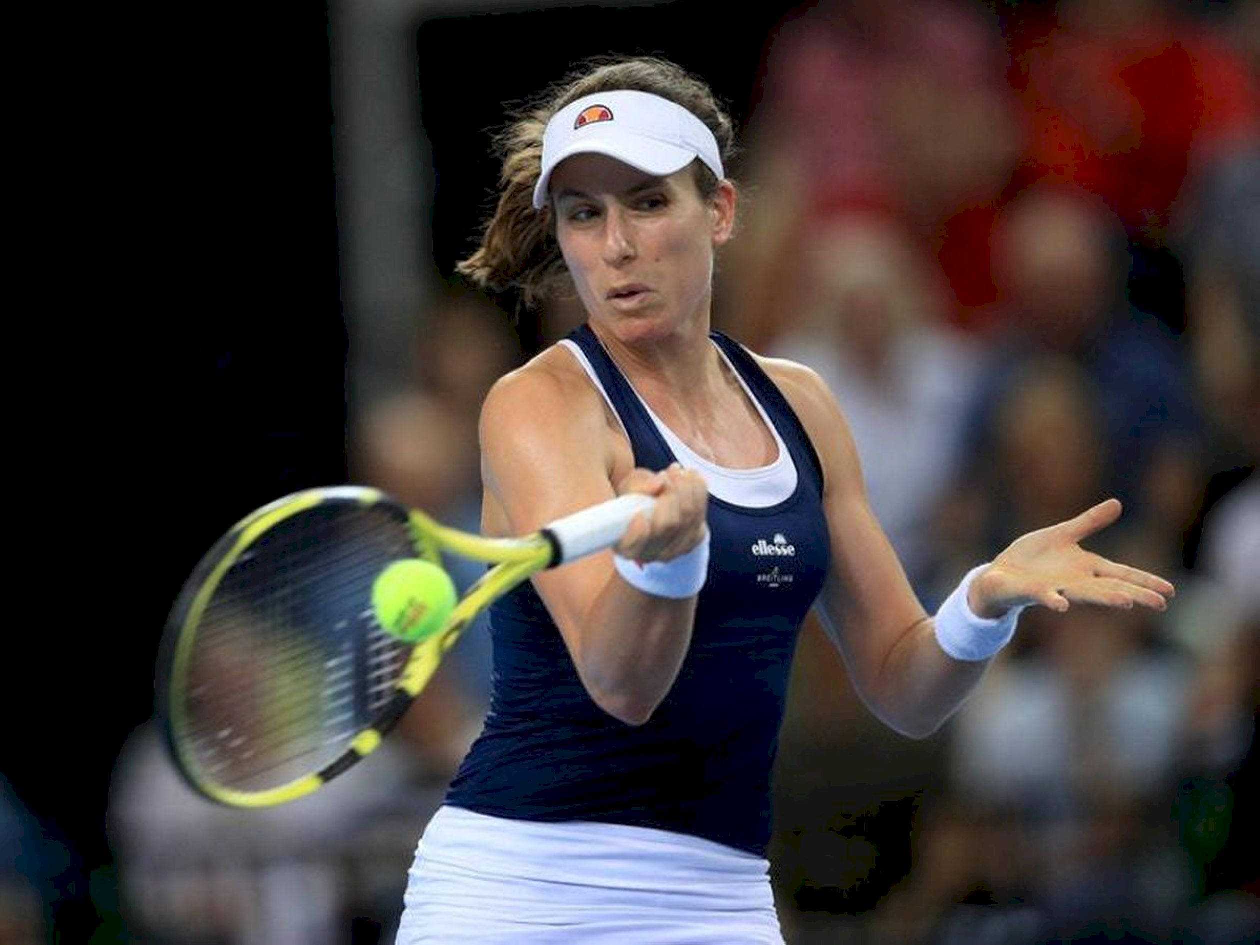 Johanna Konta, yellow ball, mid-swing, Full HD Desktop Wallpaper