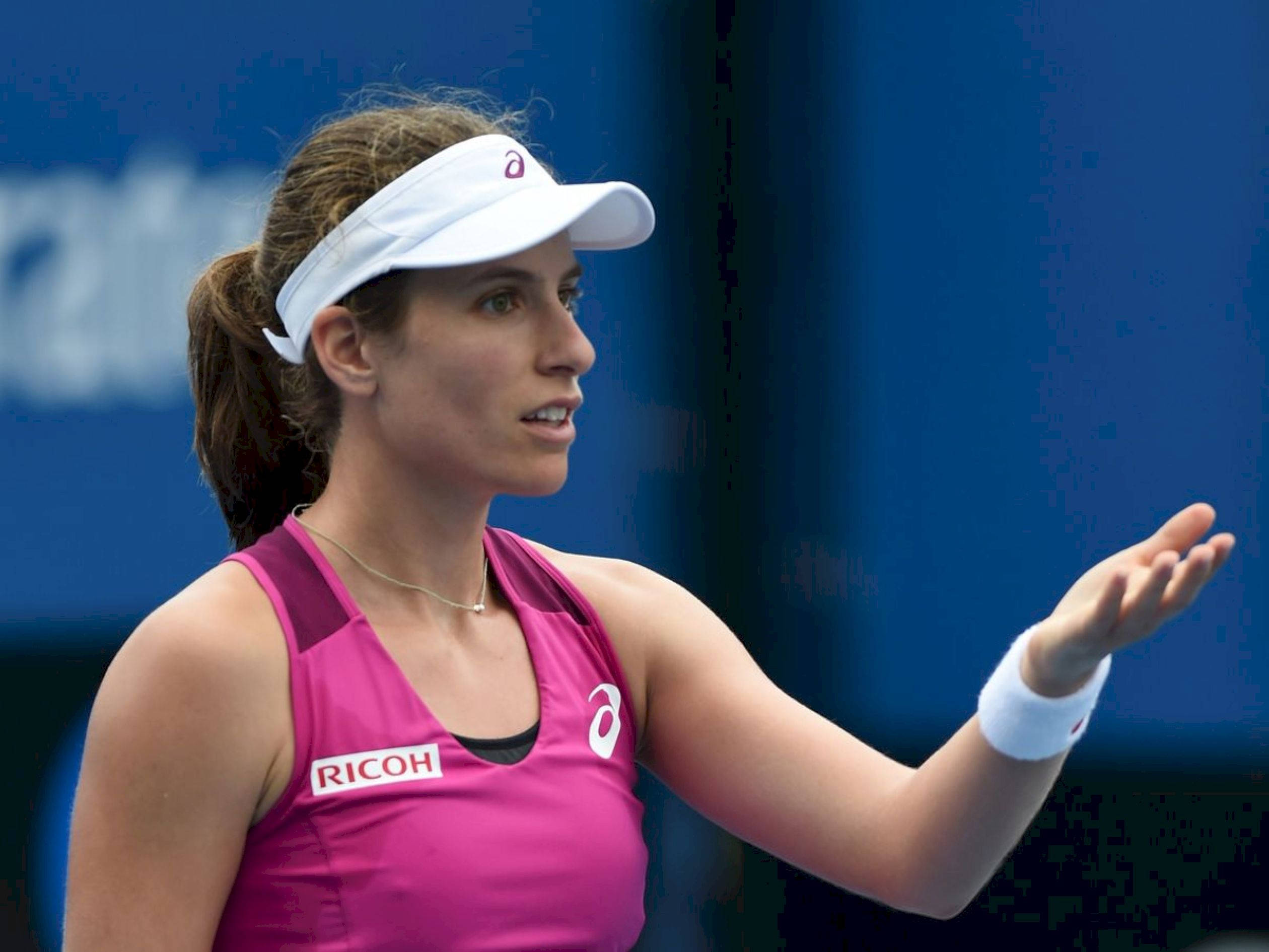 Johanna Konta, pink top, white visor, Full HD Desktop Wallpaper