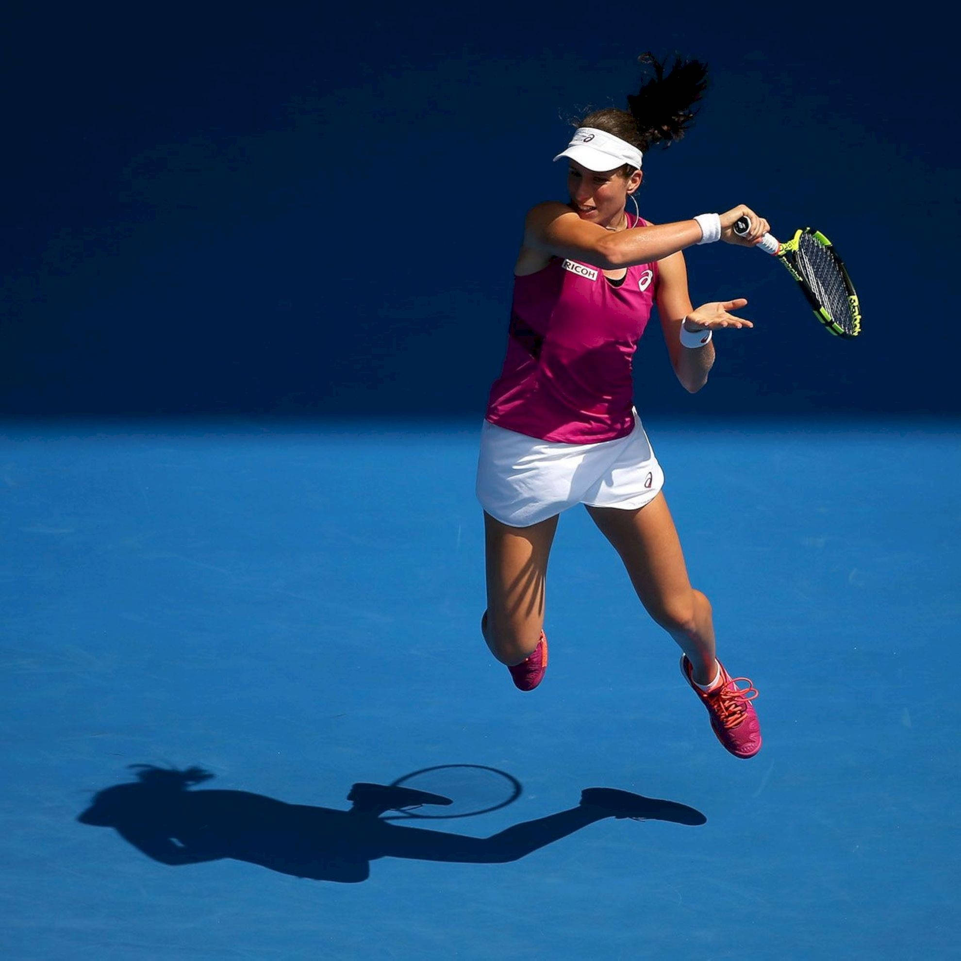 Johanna Konta, blue court, racket, Full HD Desktop Wallpaper