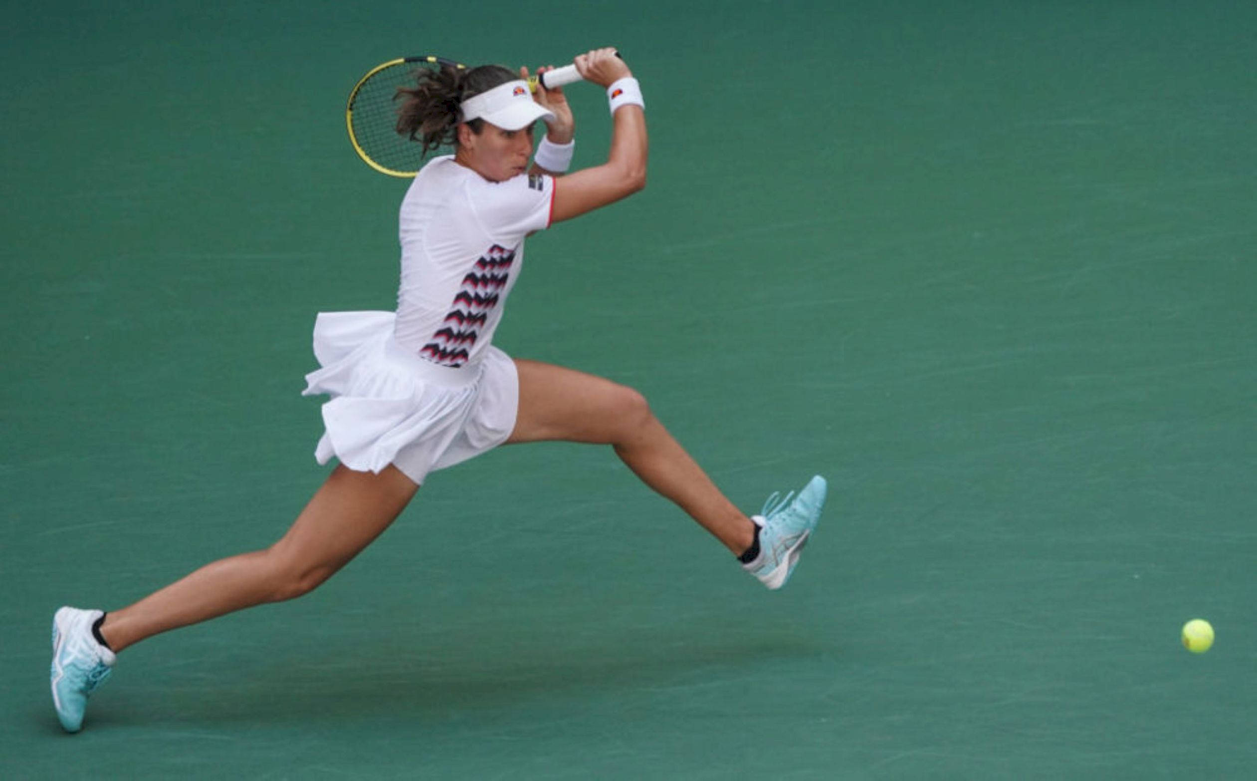 Johanna Konta, white gear, forehand, Full HD Desktop Wallpaper