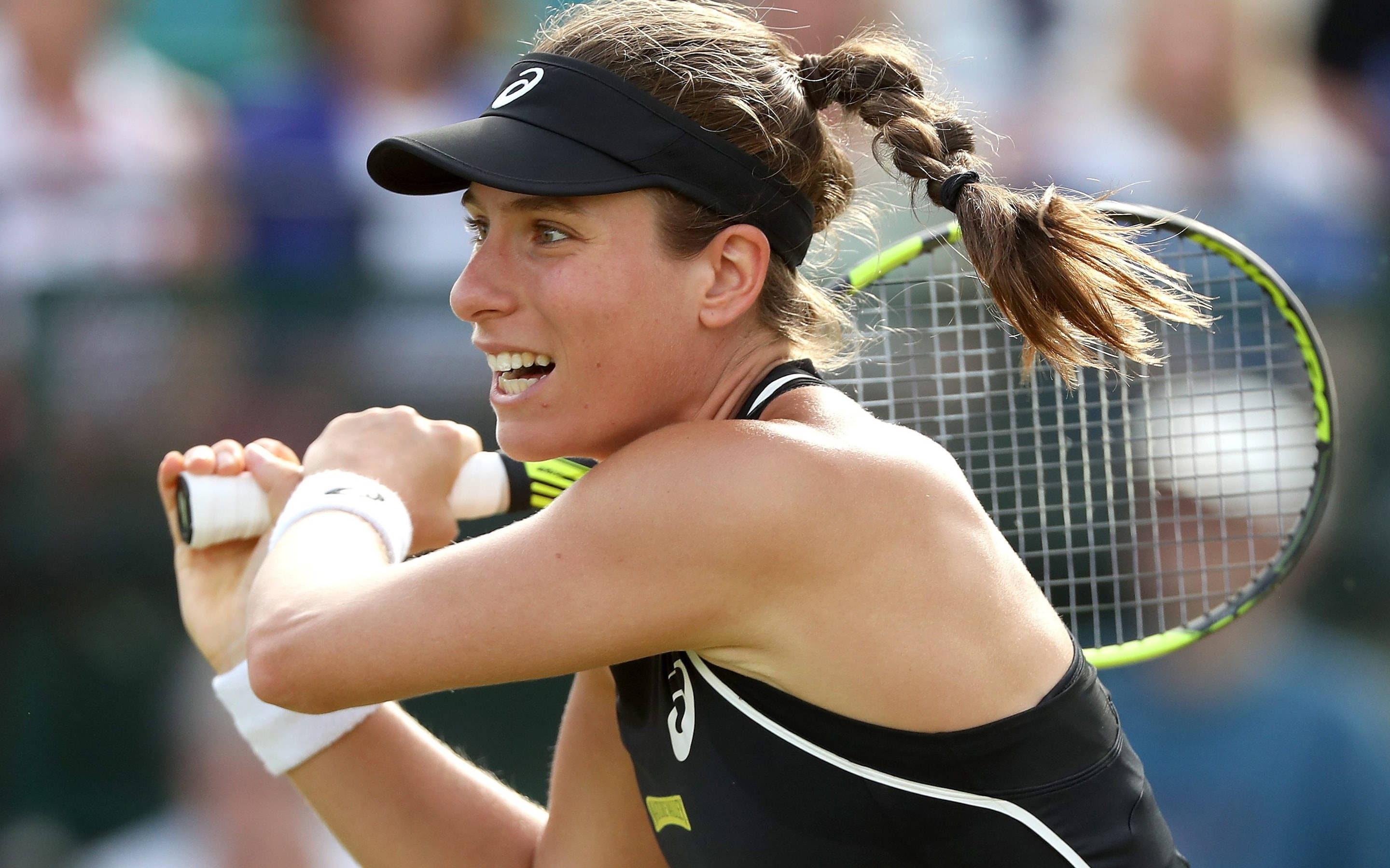 Johanna Konta, racket, black gear, 2K Desktop Wallpaper