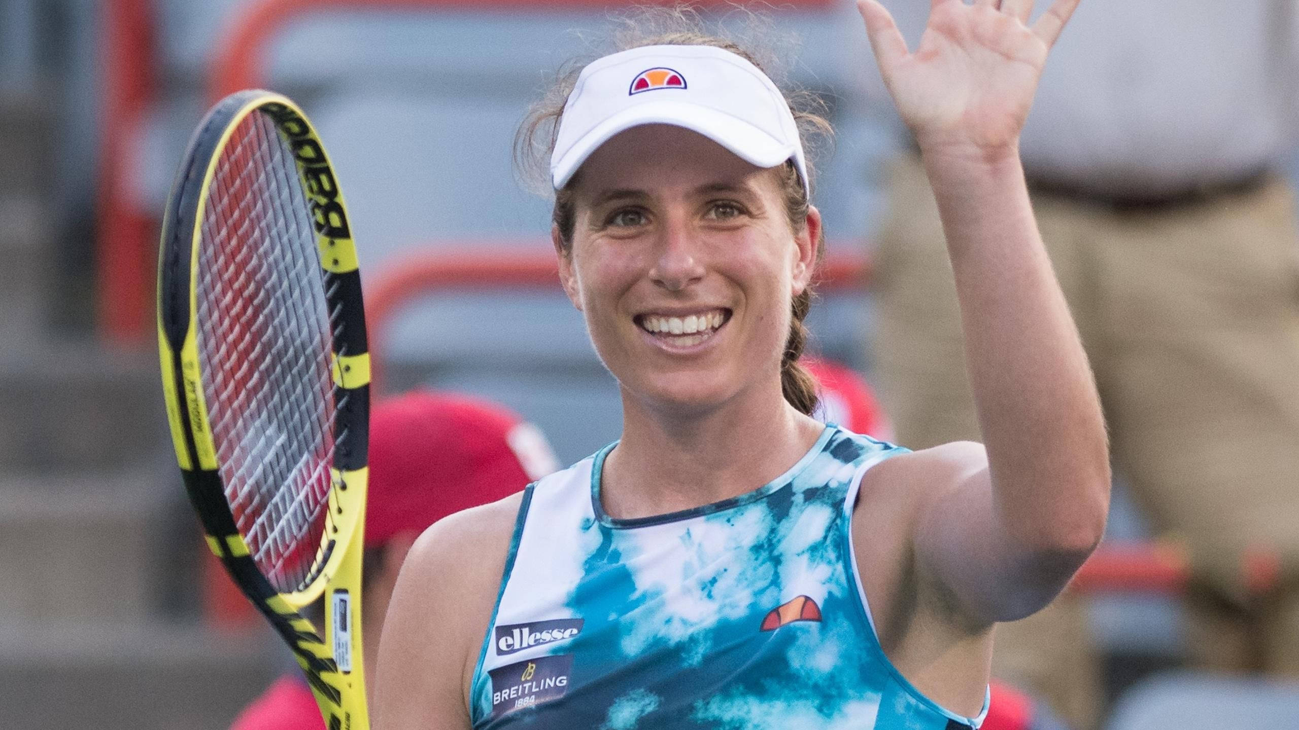 Johanna Konta, yellow and black racket, stadium, 2K Desktop Wallpaper