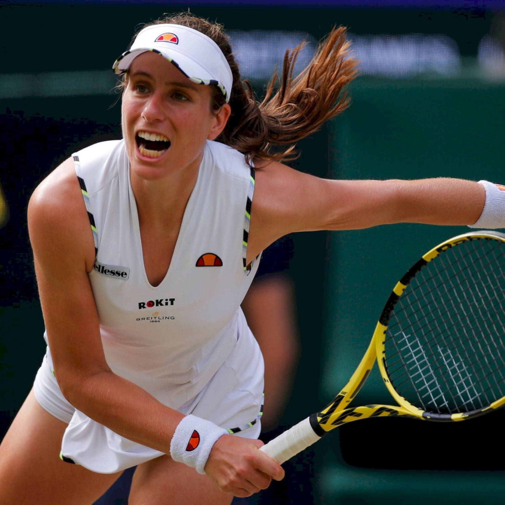 Johanna Konta, white gear, grass court, Full HD Desktop Wallpaper