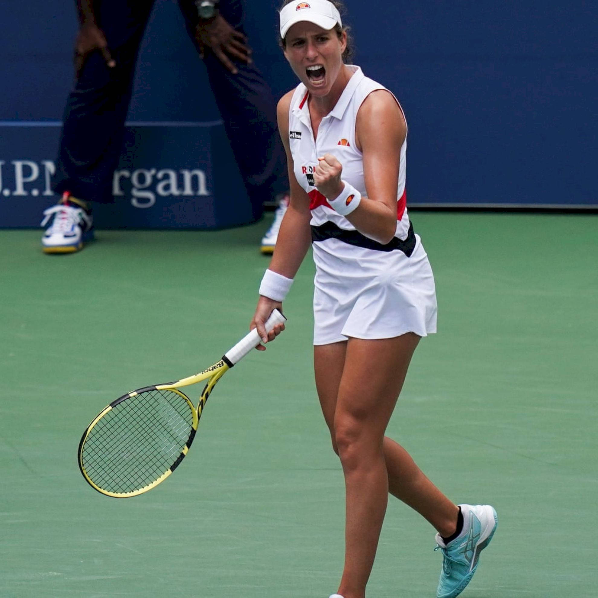 Johanna Konta, white gear, fierce yell, Full HD Desktop Wallpaper