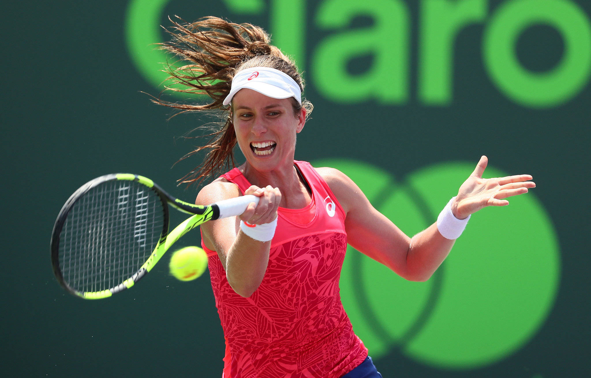 Johanna Konta, red top, racket, Full HD Desktop Wallpaper